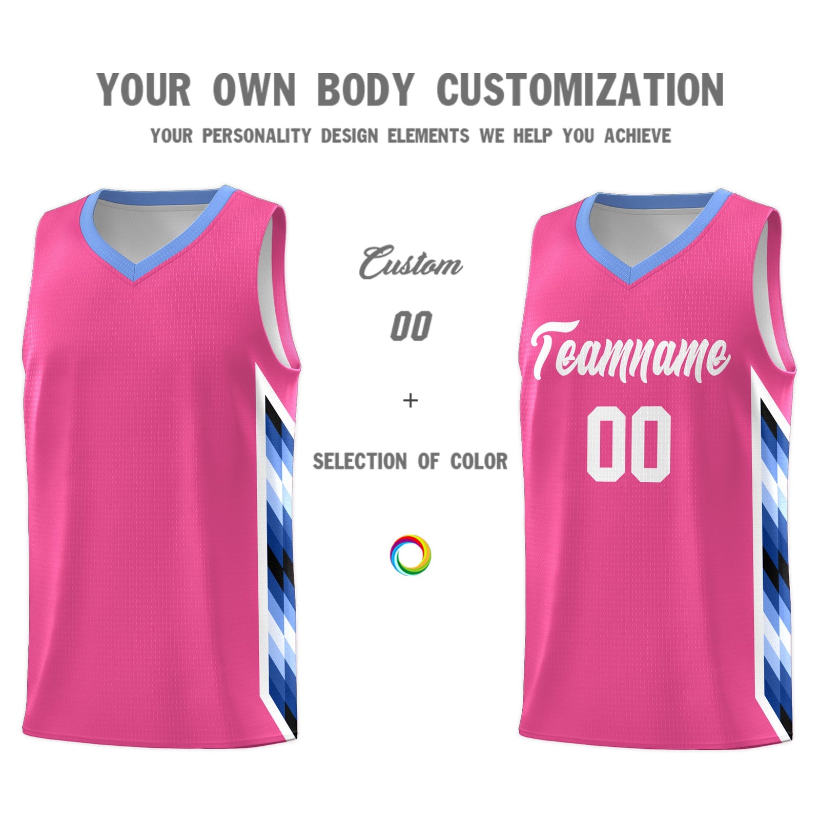 Custom Pink Mosaic Gradient Fashion Sports Uniform Basketball Jersey