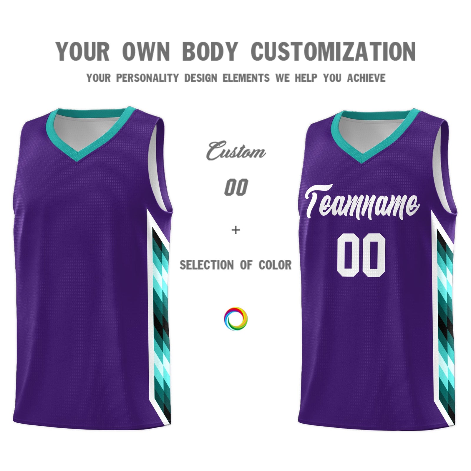 Custom Purple Mosaic Gradient Fashion Sports Uniform Basketball Jersey