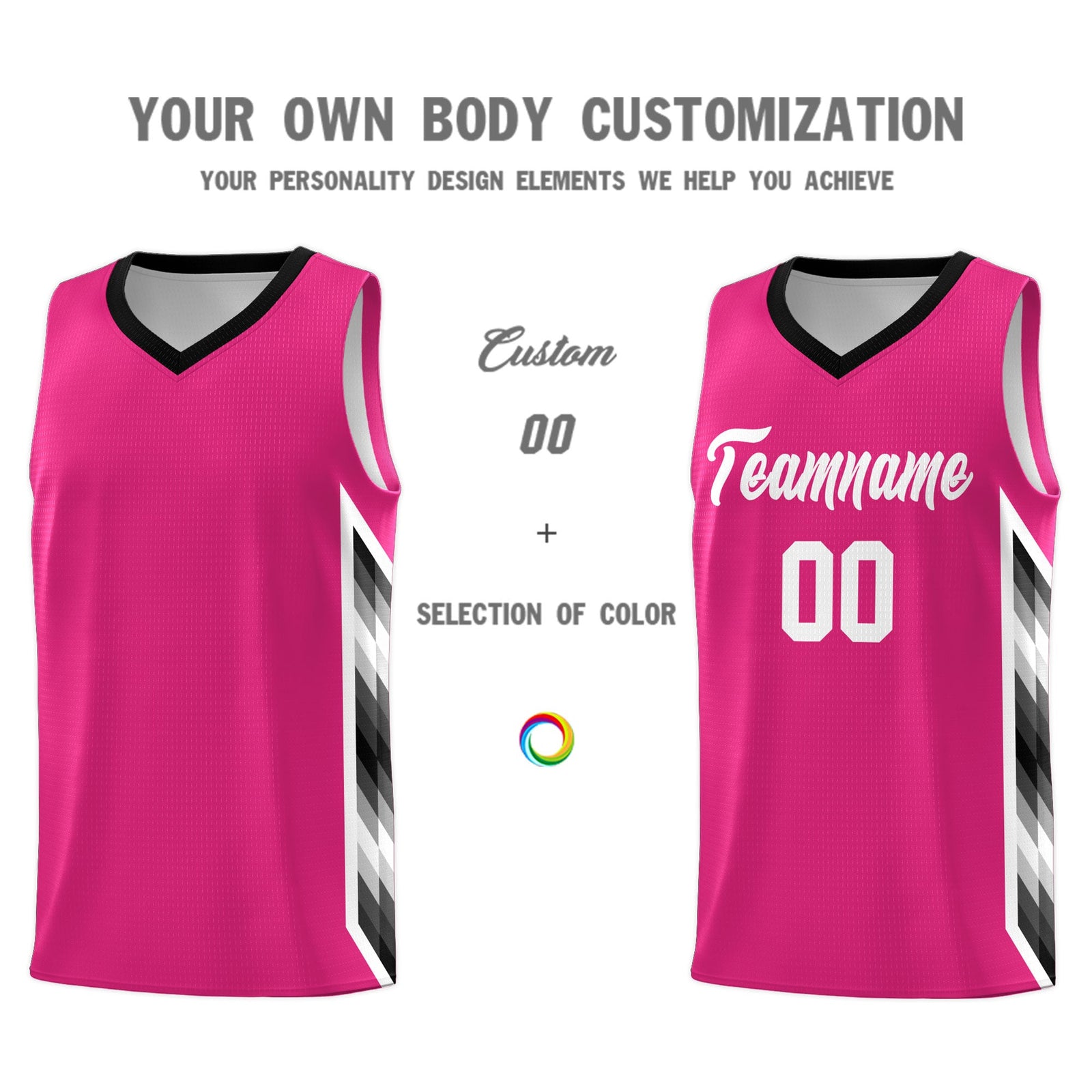 Custom Rose Red Mosaic Gradient Fashion Sports Uniform Basketball Jersey