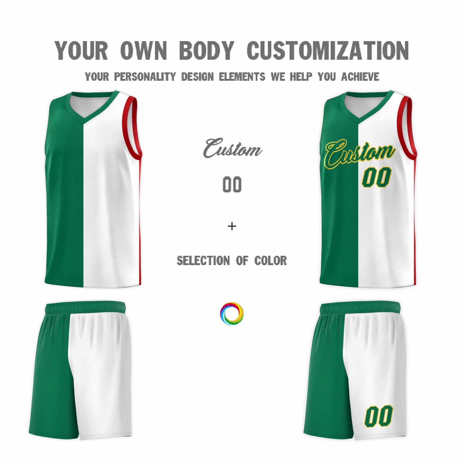 Custom White Kelly Green Red Mexican Colors Graffiti Patterns Lightweight Uniform Basketball Jersey
