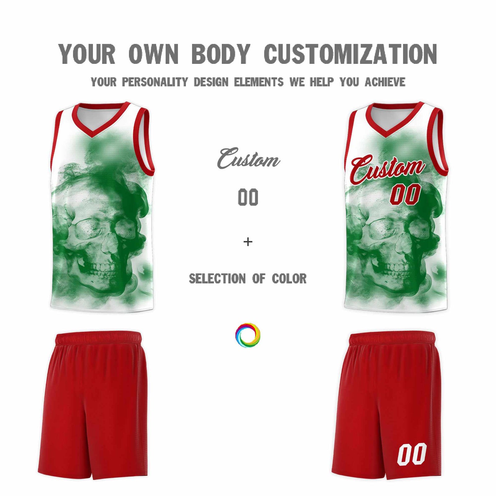 Custom White Red Kelly GreenMexican Colors Graffiti Patterns Wrinkle-Resistant Uniform Basketball Jersey