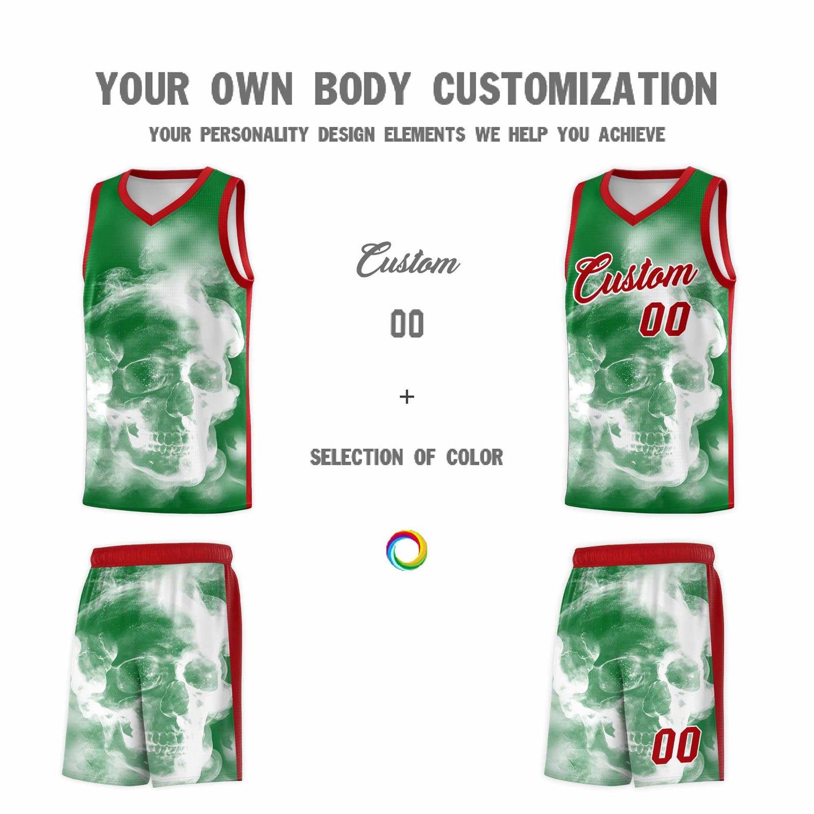 Custom White Red Kelly GreenMexican Colors Graffiti Patterns Drapable Uniform Basketball Jersey
