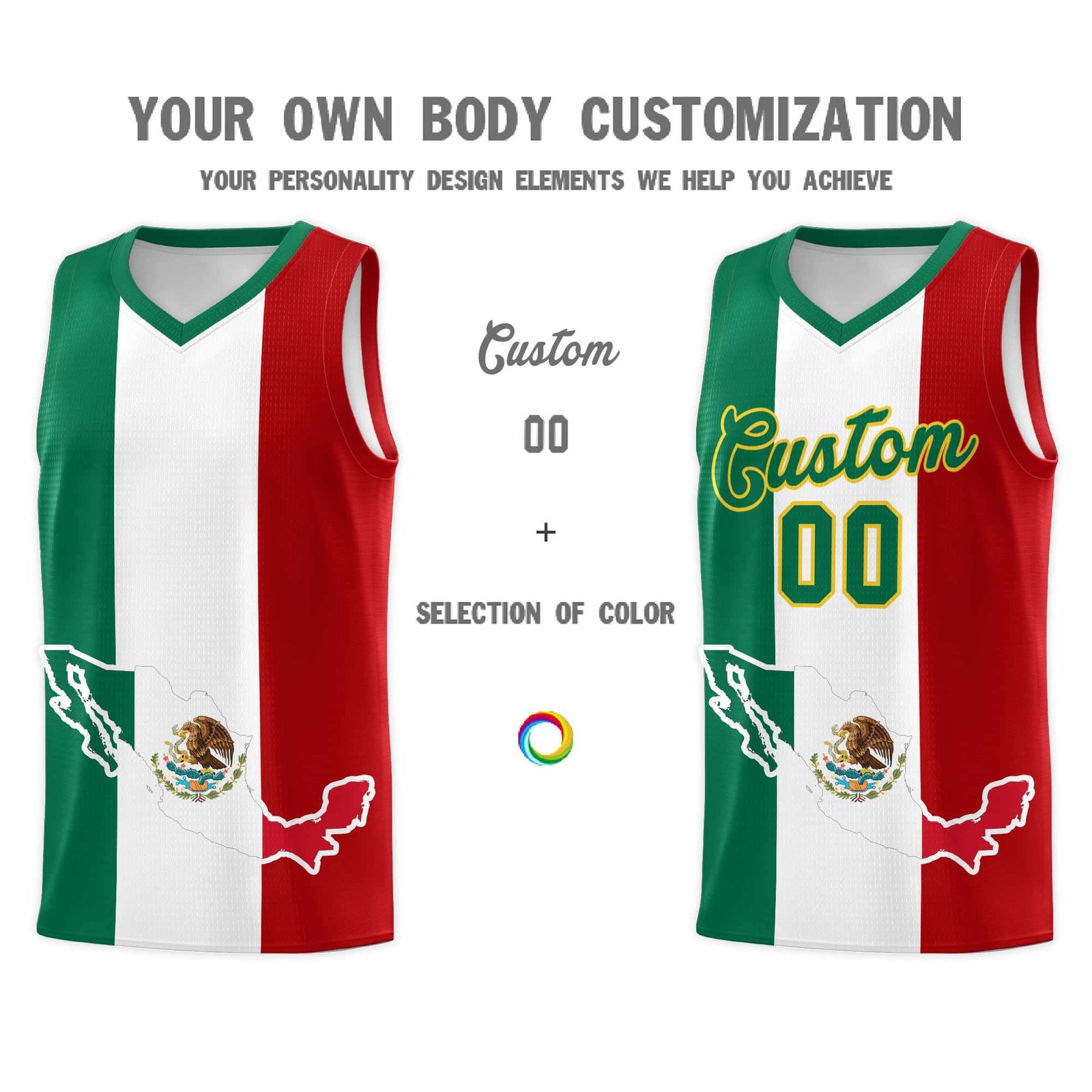 Custom White Kelly Green Red Mexican Colors Graffiti Patterns Quick-Drying Uniform Basketball Jersey
