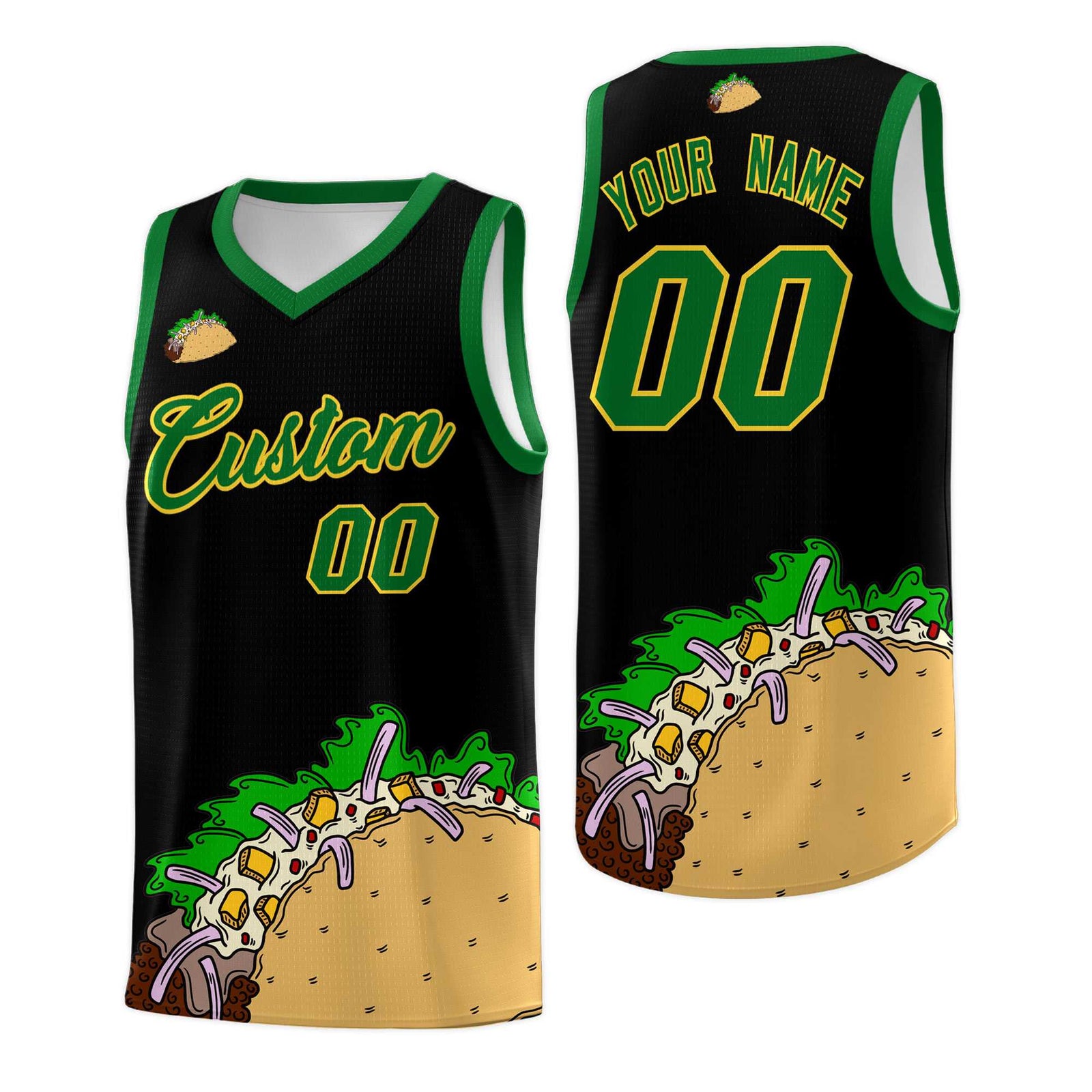 Custom Black Kelly Green Mexican Colors Graffiti Patterns Wrinkle-Resistant Uniform Basketball Jersey