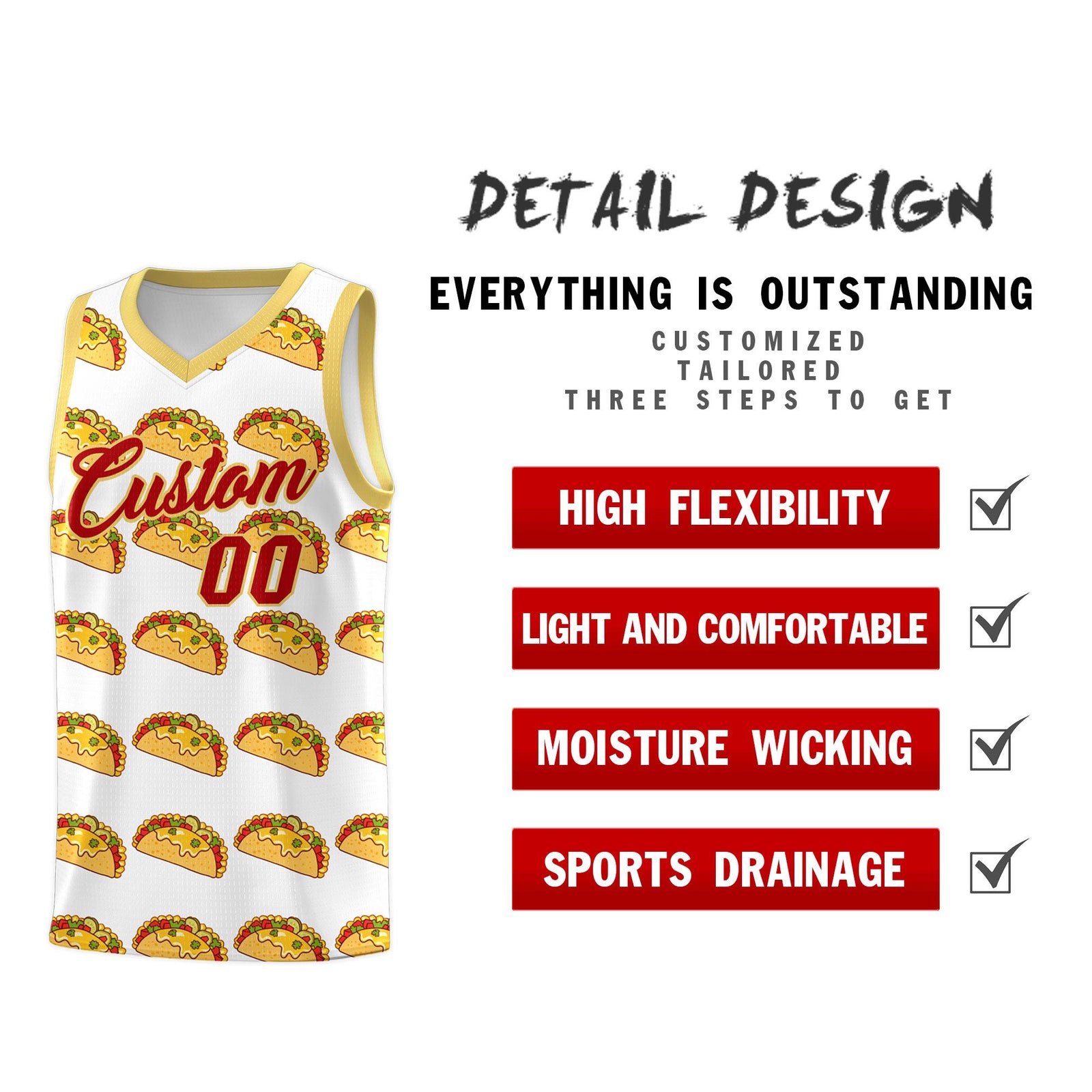 Custom White Khaki Mexican Colors Graffiti Patterns Drapable Uniform Basketball Jersey