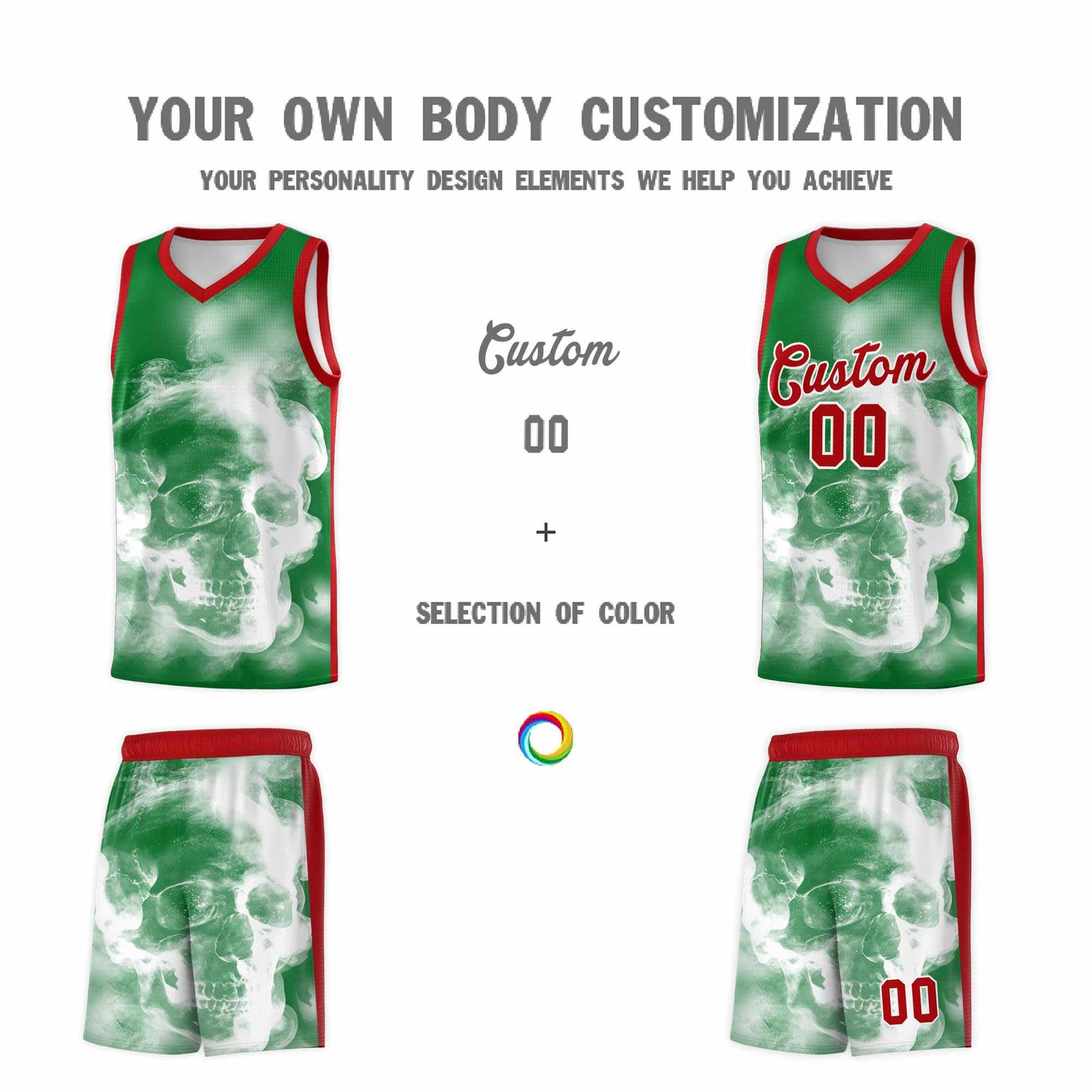Custom White Red Kelly GreenMexican Colors Graffiti Patterns Drapable Uniform Basketball Jersey