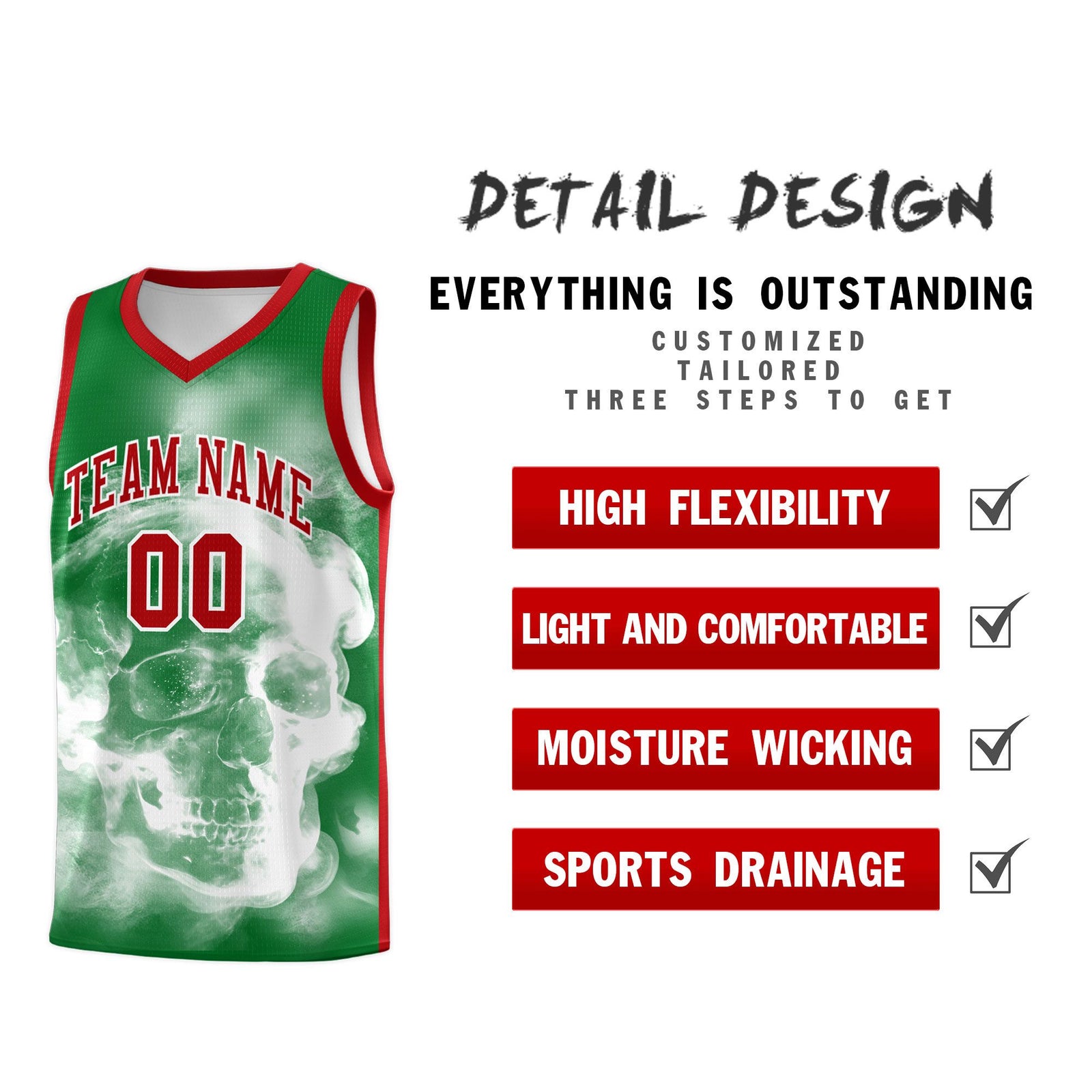 Custom White Red Kelly GreenMexican Colors Graffiti Patterns Drapable Uniform Basketball Jersey