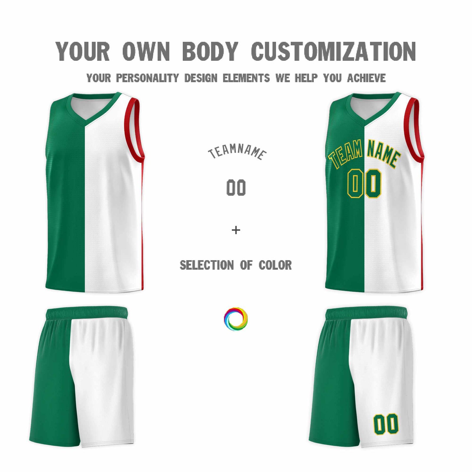 Custom White Kelly Green Red Mexican Colors Graffiti Patterns Lightweight Uniform Basketball Jersey