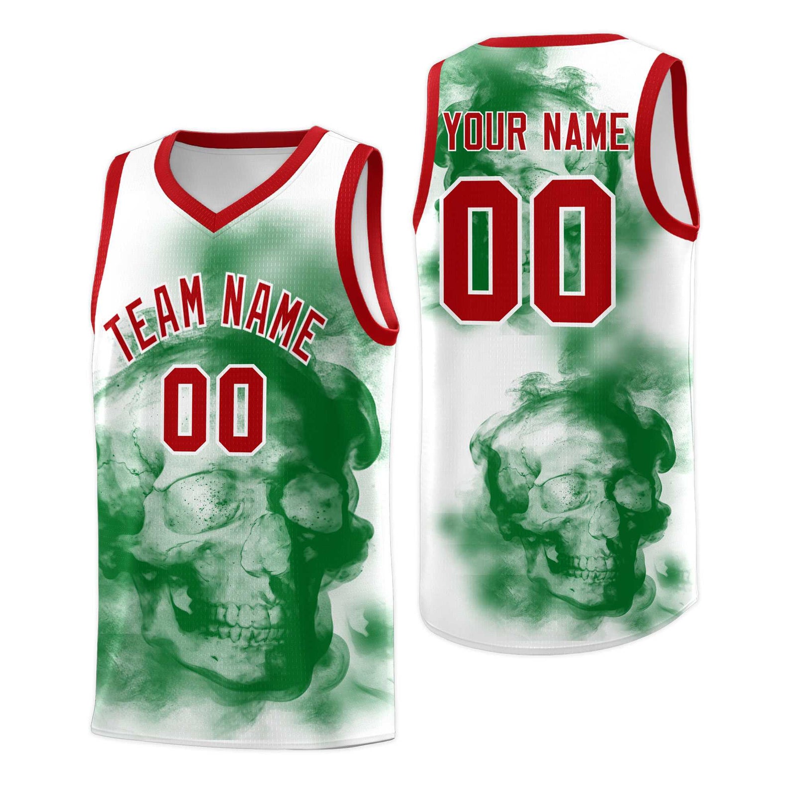 Custom White Red Kelly GreenMexican Colors Graffiti Patterns Wrinkle-Resistant Uniform Basketball Jersey