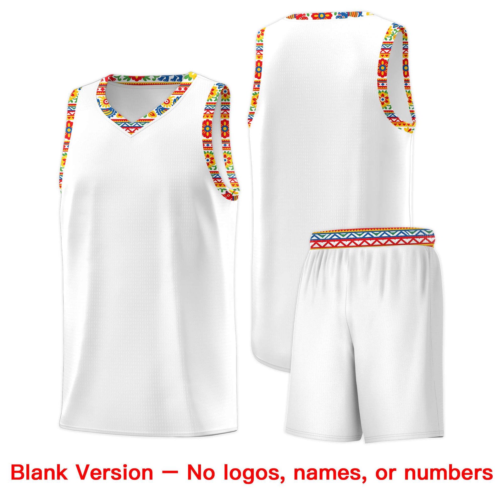Custom White Orange Mexican Colors Graffiti Patterns Lightweight Uniform Basketball Jersey
