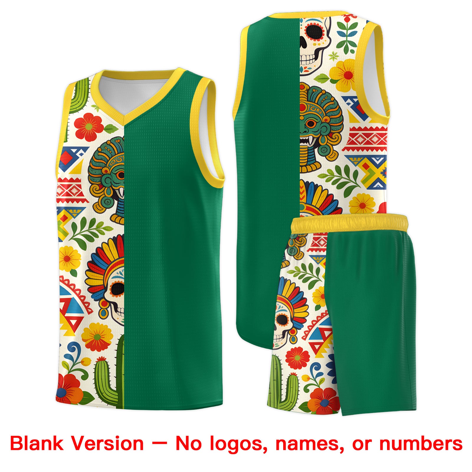 Custom White Orange Mexican Colors Graffiti Patterns Lightweight Uniform Basketball Jersey