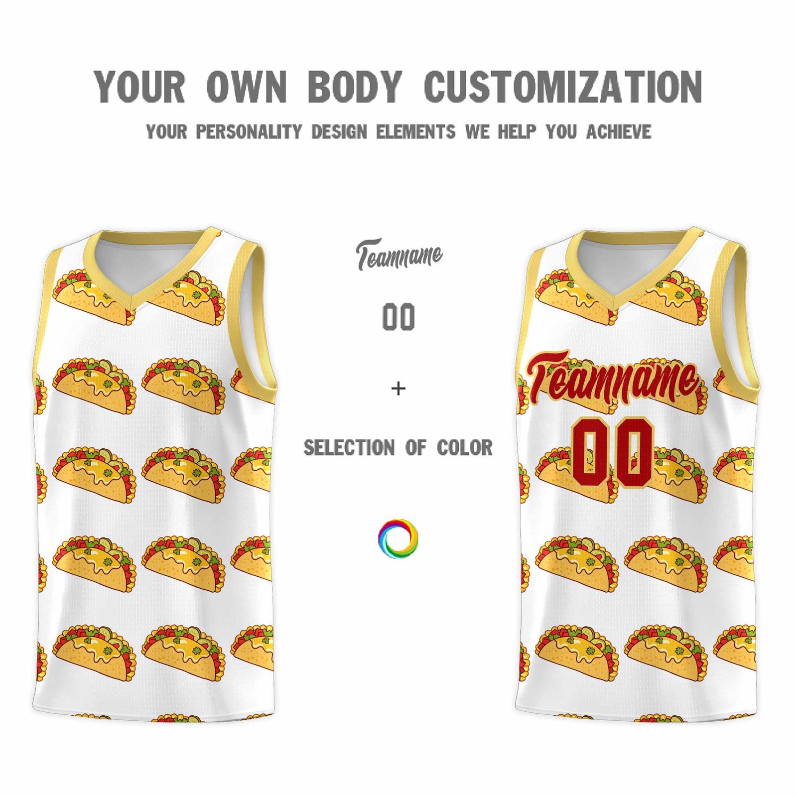 Custom White Khaki Mexican Colors Graffiti Patterns Drapable Uniform Basketball Jersey