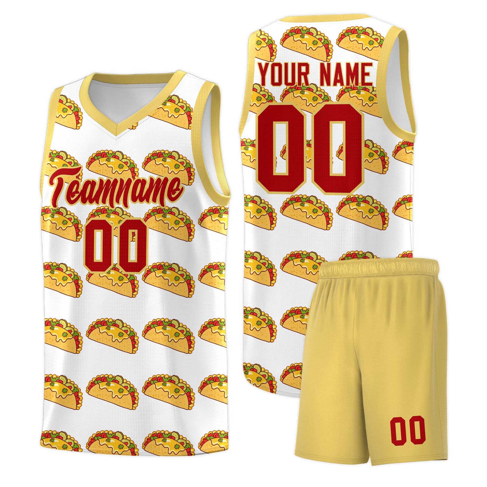 Custom White Khaki Mexican Colors Graffiti Patterns Drapable Uniform Basketball Jersey