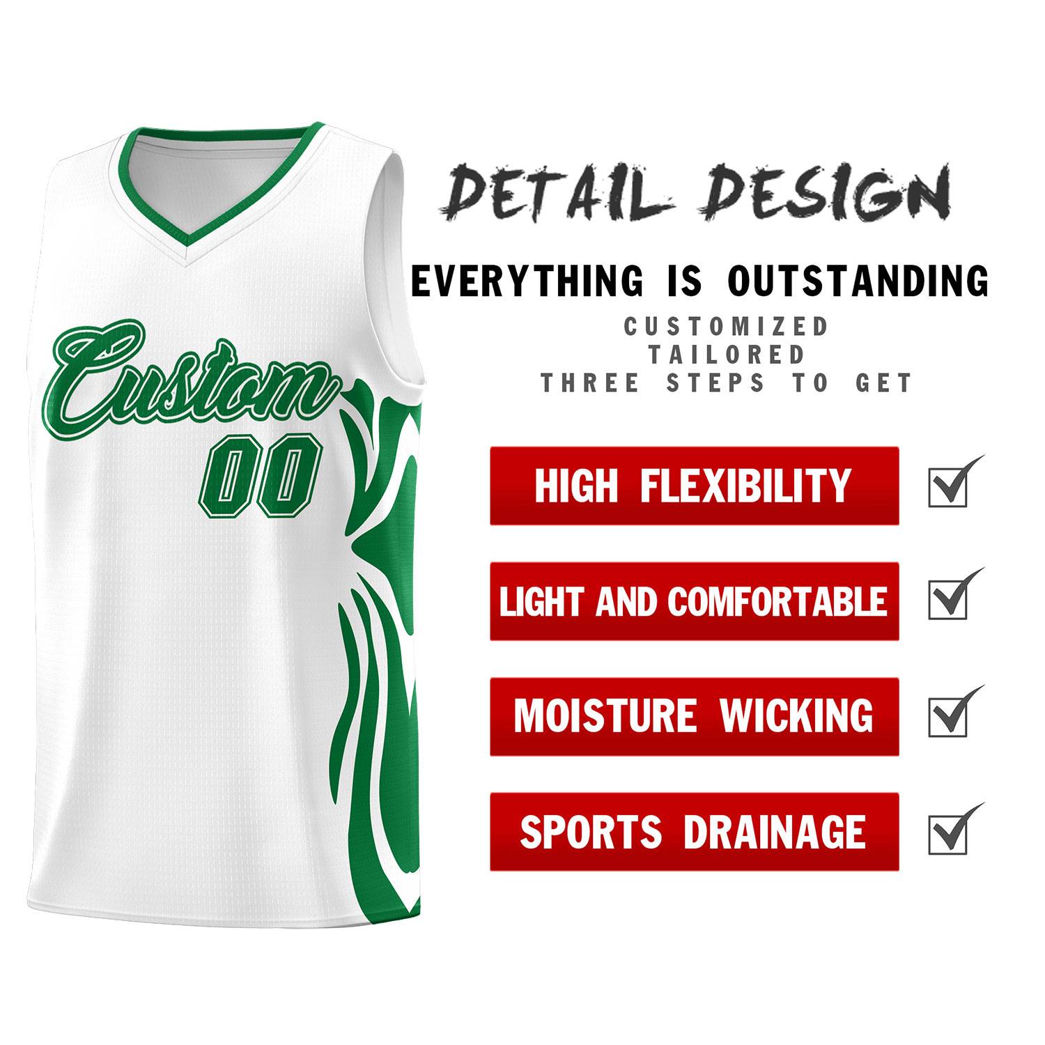 Custom White Kelly Green-Kelly Green Graffiti Pattern Side Curve Pattern Sports Uniform Basketball Jersey Sets