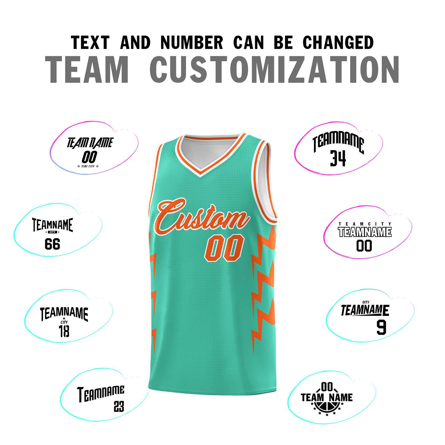 Custom Bright Green Side Lightning Pattern Sports Uniform Basketball Jersey