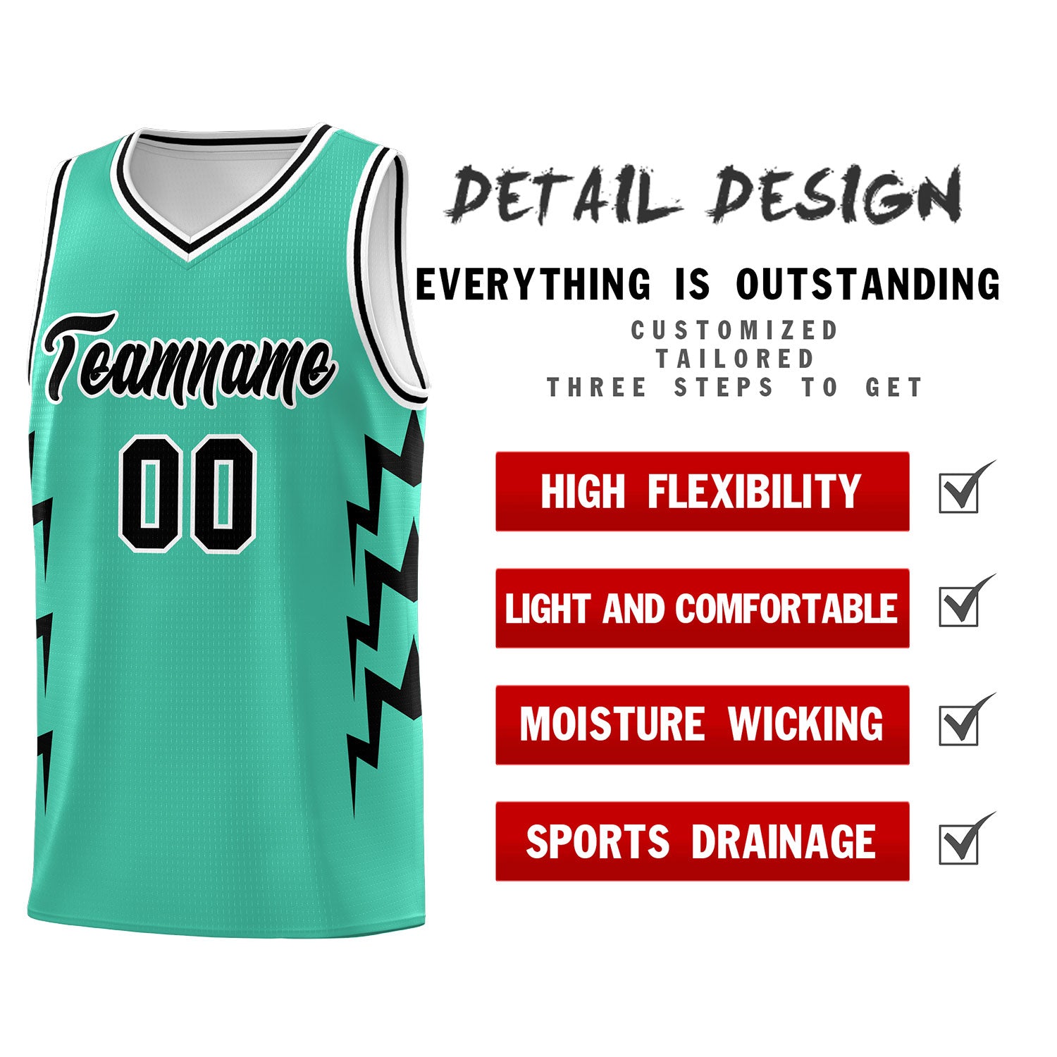 Custom Bright Green Side Lightning Pattern Sports Uniform Basketball Jersey