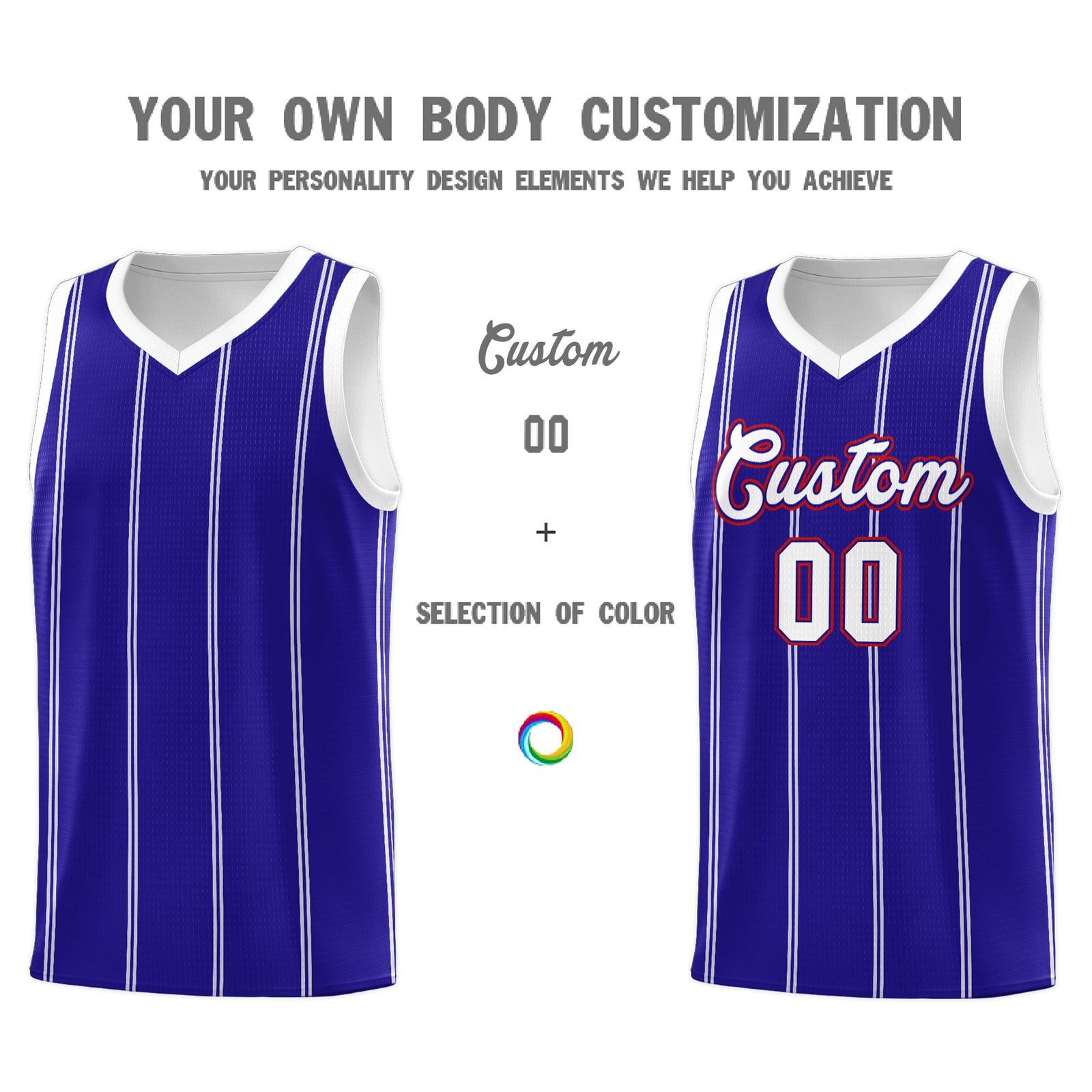 Custom Royal Blue White Red Vertical Stripes Single Sided Sets Basketball Jersey | For Men,Stitched,Perfect for Training,Add Name and Numbern | KXKSHOP