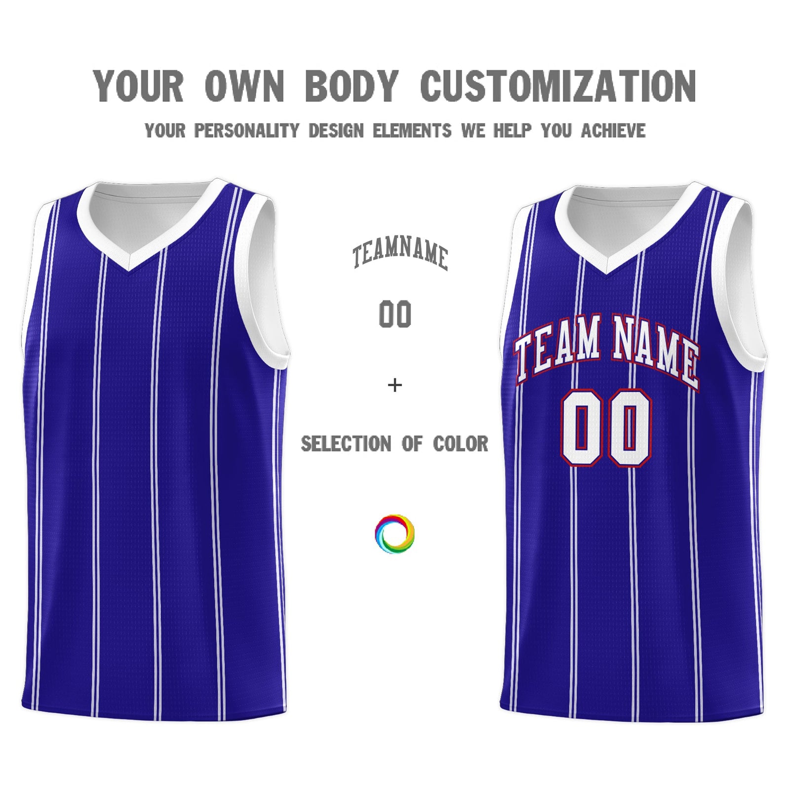 Custom Royal Blue White Red Vertical Stripes Single Sided Sets Basketball Jersey | For Men,Stitched,Perfect for Training,Add Name and Numbern | KXKSHOP