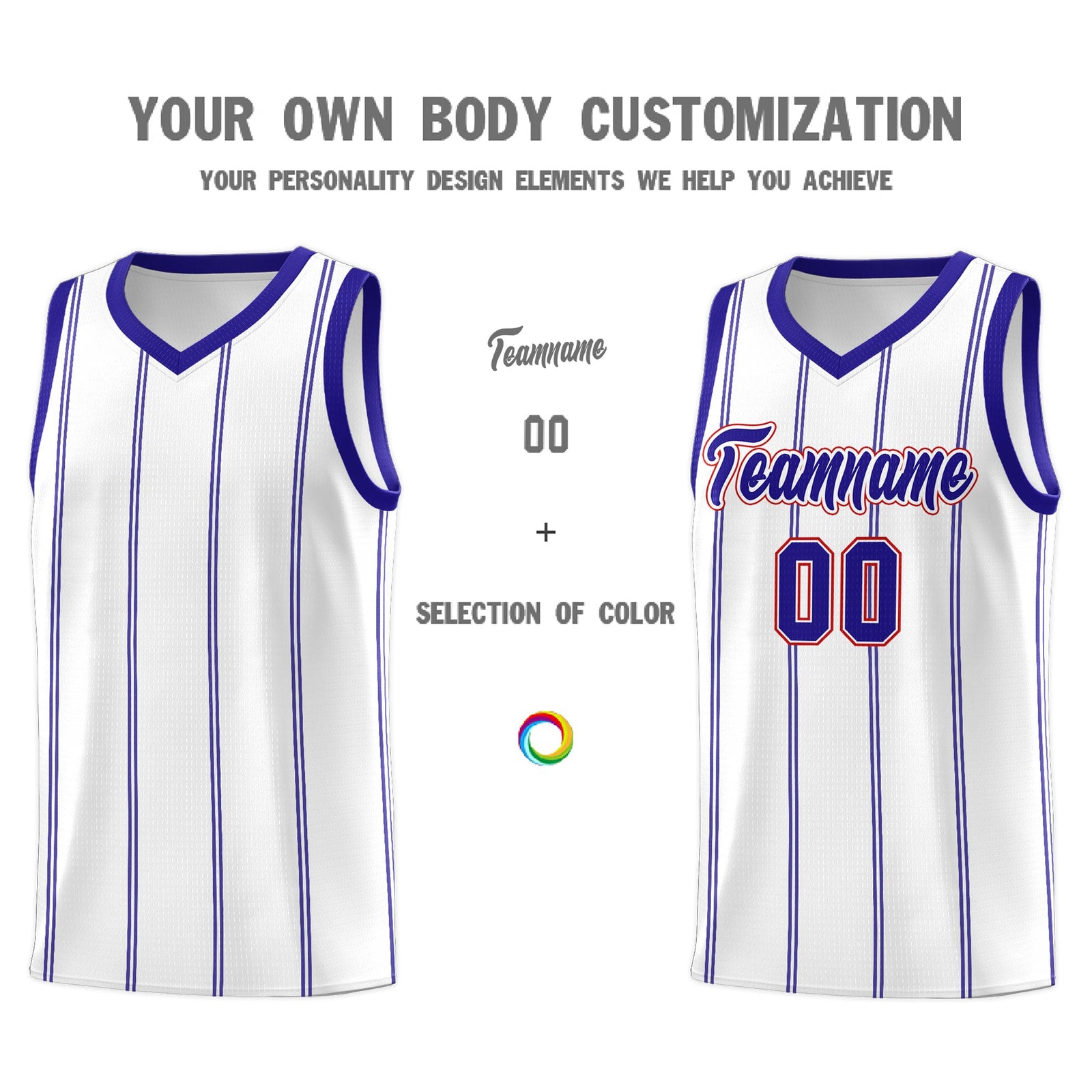 Custom White Royal Blue Red Vertical Stripes Single Sided Sets Basketball Jersey | For Men,Stitched,Perfect for Training,Add Name and Numbern | KXKSHOP