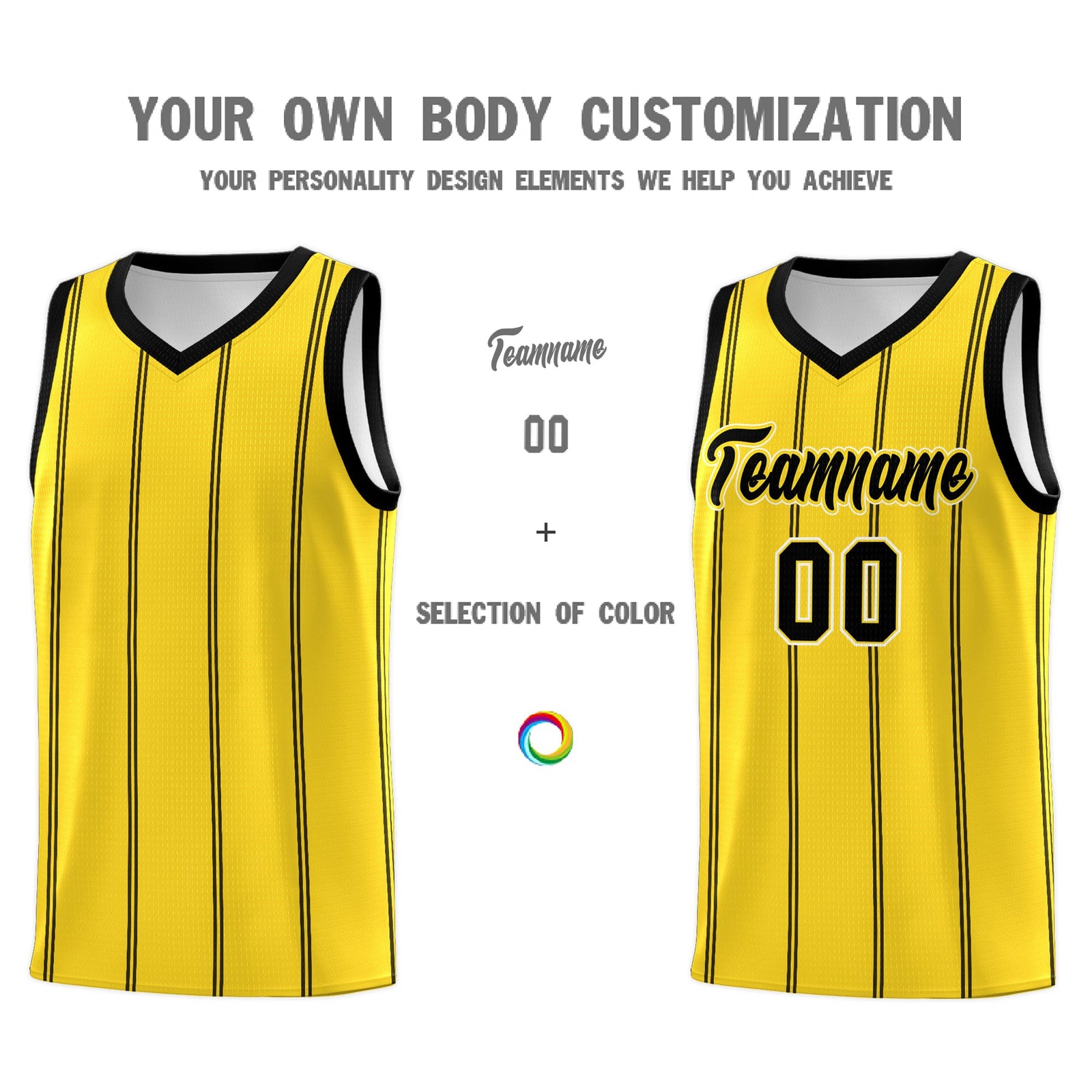 Custom Gold Black White Vertical Stripes Single Sided Sets Basketball Jersey | For Men,Stitched,Perfect for Training,Add Name and Numbern | KXKSHOP