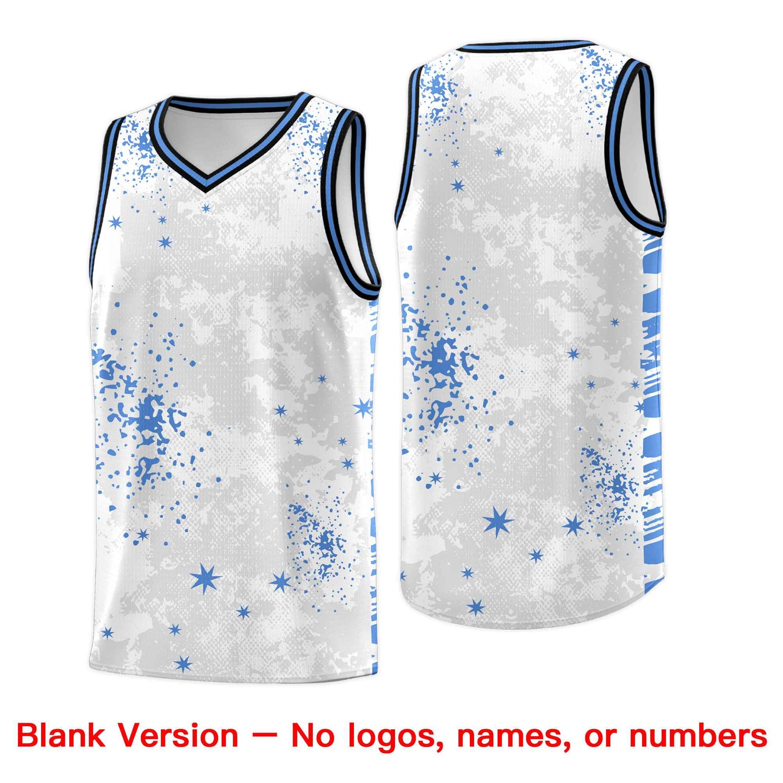 Custom White Powder Blue Vice Burst Galactic Graffiti Quick-Drying Basketball Jersey