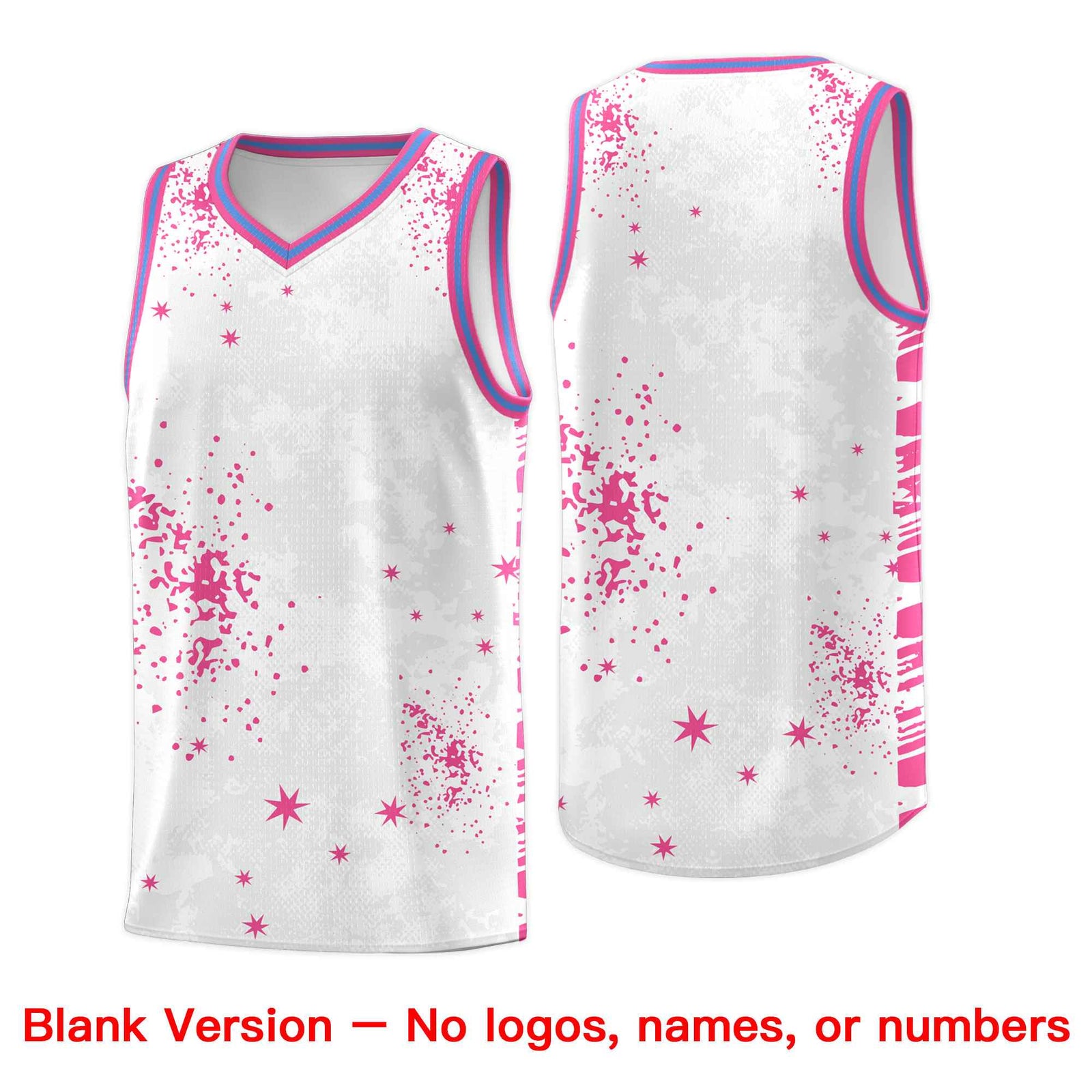 Custom Pink Powder Blue Vice Burst Galactic Graffiti Sublimation Printing Basketball Jersey