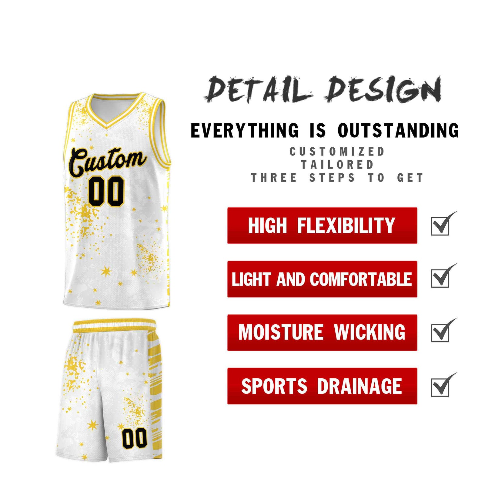 Custom White Gold Vice Burst Galactic Graffiti Moisture-Wicking Basketball Jersey