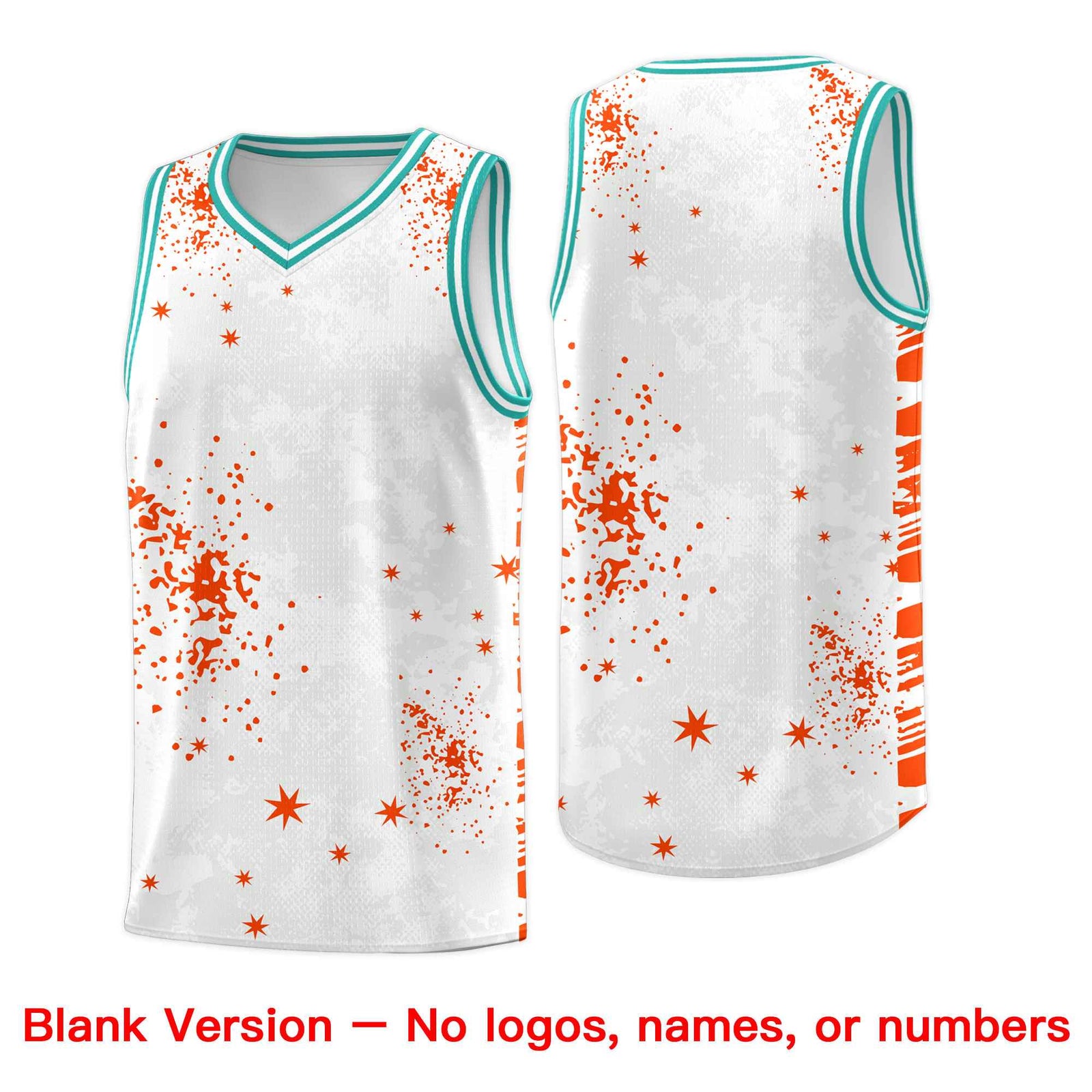 Custom Orange Aqua Vice Burst Galactic Graffiti Quick-Drying Basketball Jersey
