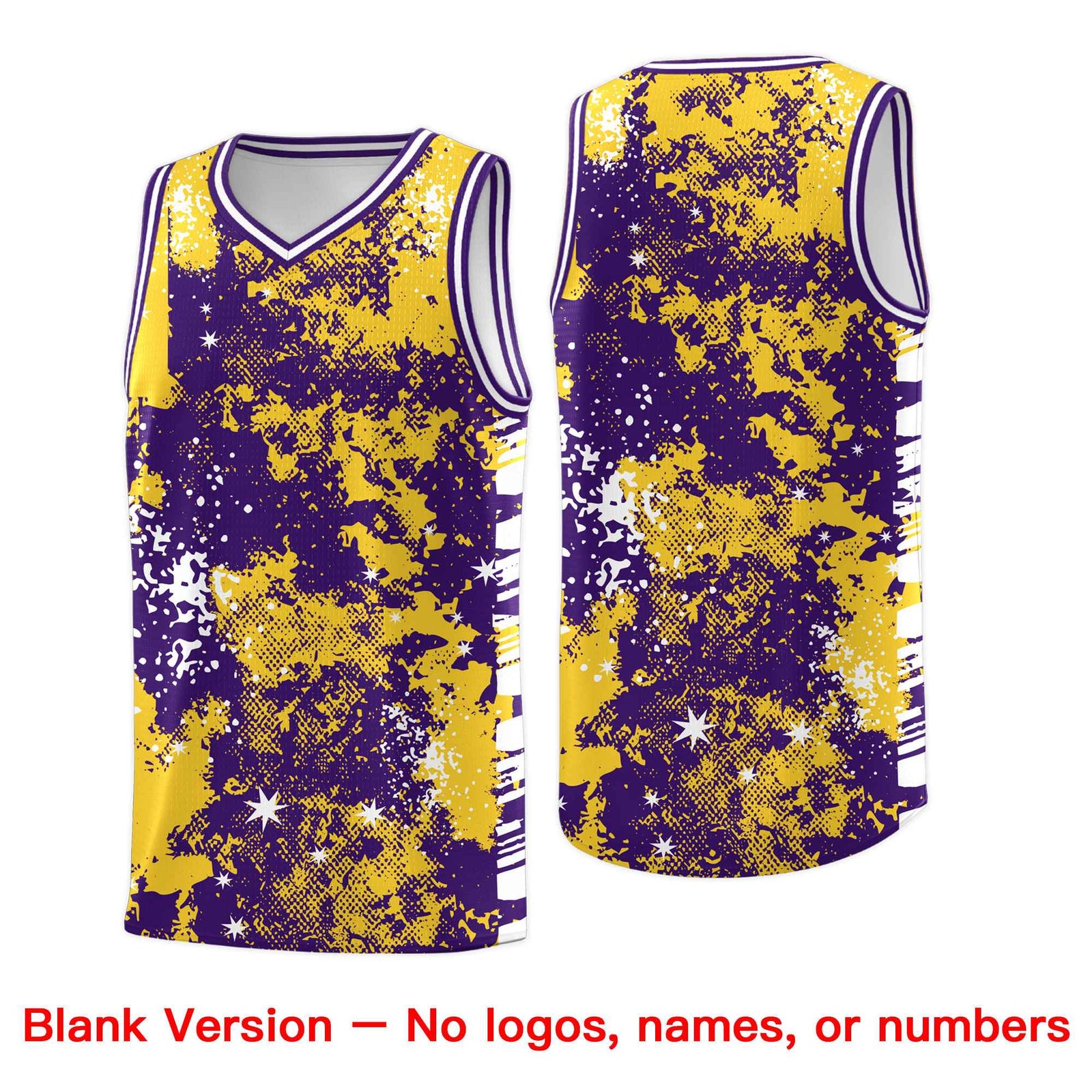 Custom Gold Purple Vice Burst Galactic Graffiti Sublimation Printing Basketball Jersey