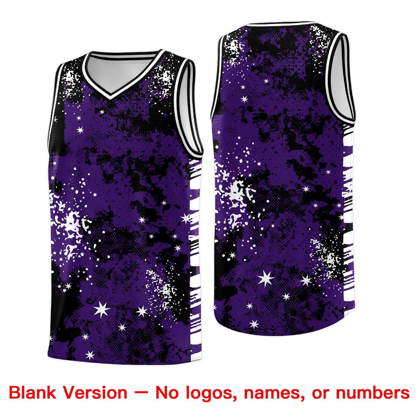 Custom Purple Black Vice Burst Galactic Graffiti Stretch Fabric Basketball Jersey