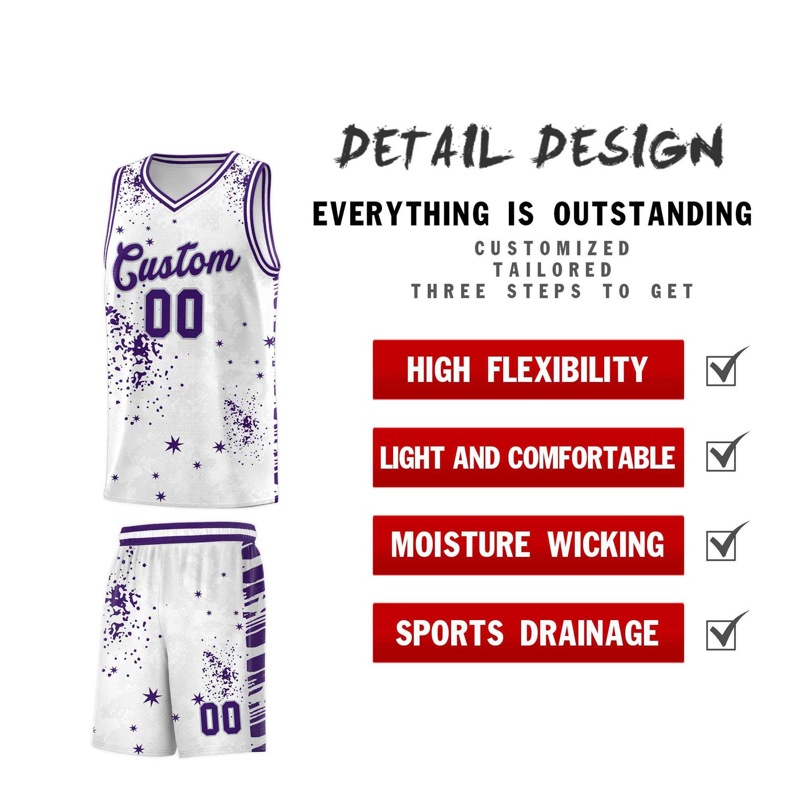 Custom White Purple Vice Burst Galactic Graffiti Moisture-Wicking Basketball Jersey