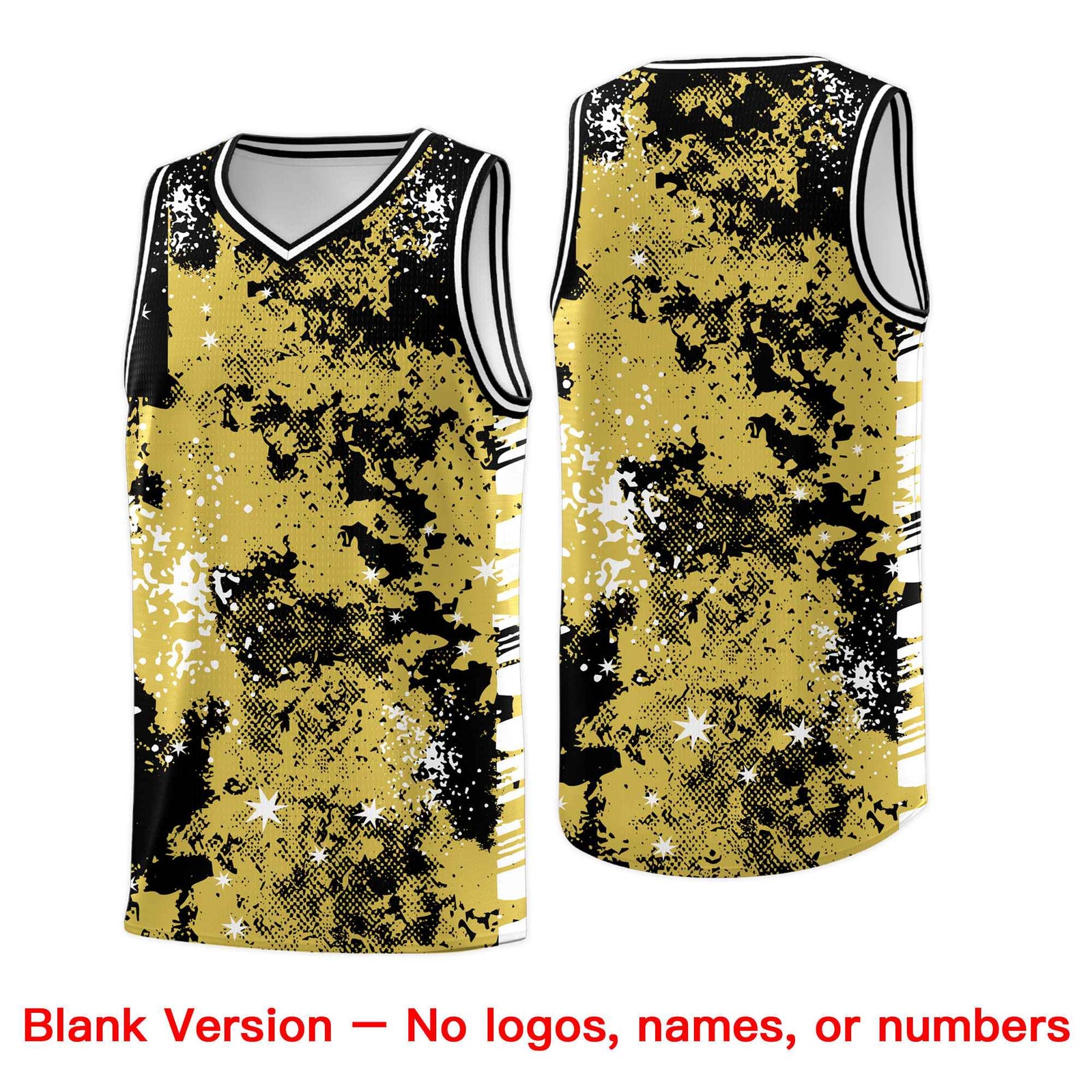 Custom Old Gold Black Vice Burst Galactic Graffiti Lightweight Basketball Jersey