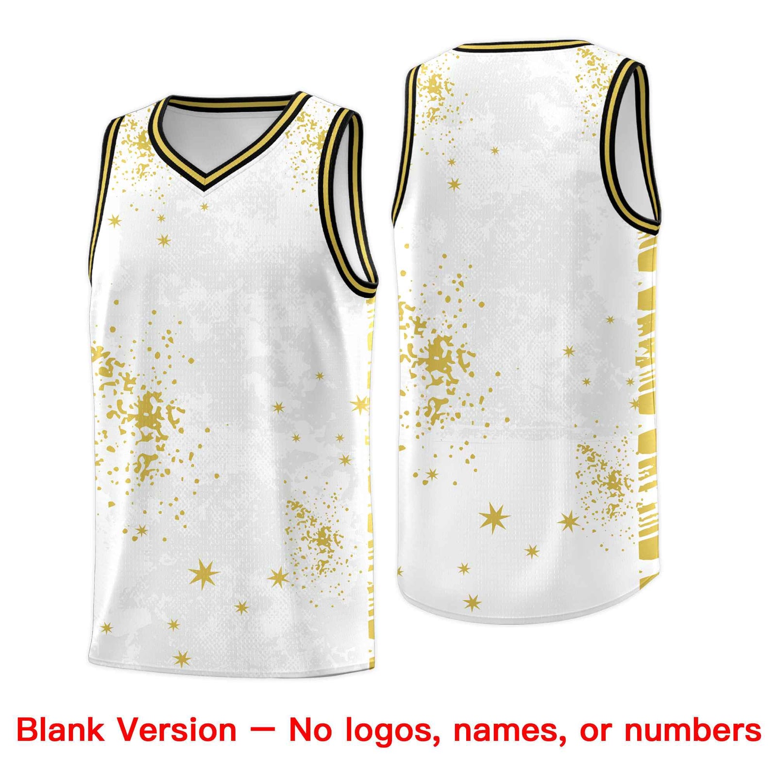 Custom White Old Gold Vice Burst Galactic Graffiti Quick-Drying Basketball Jersey