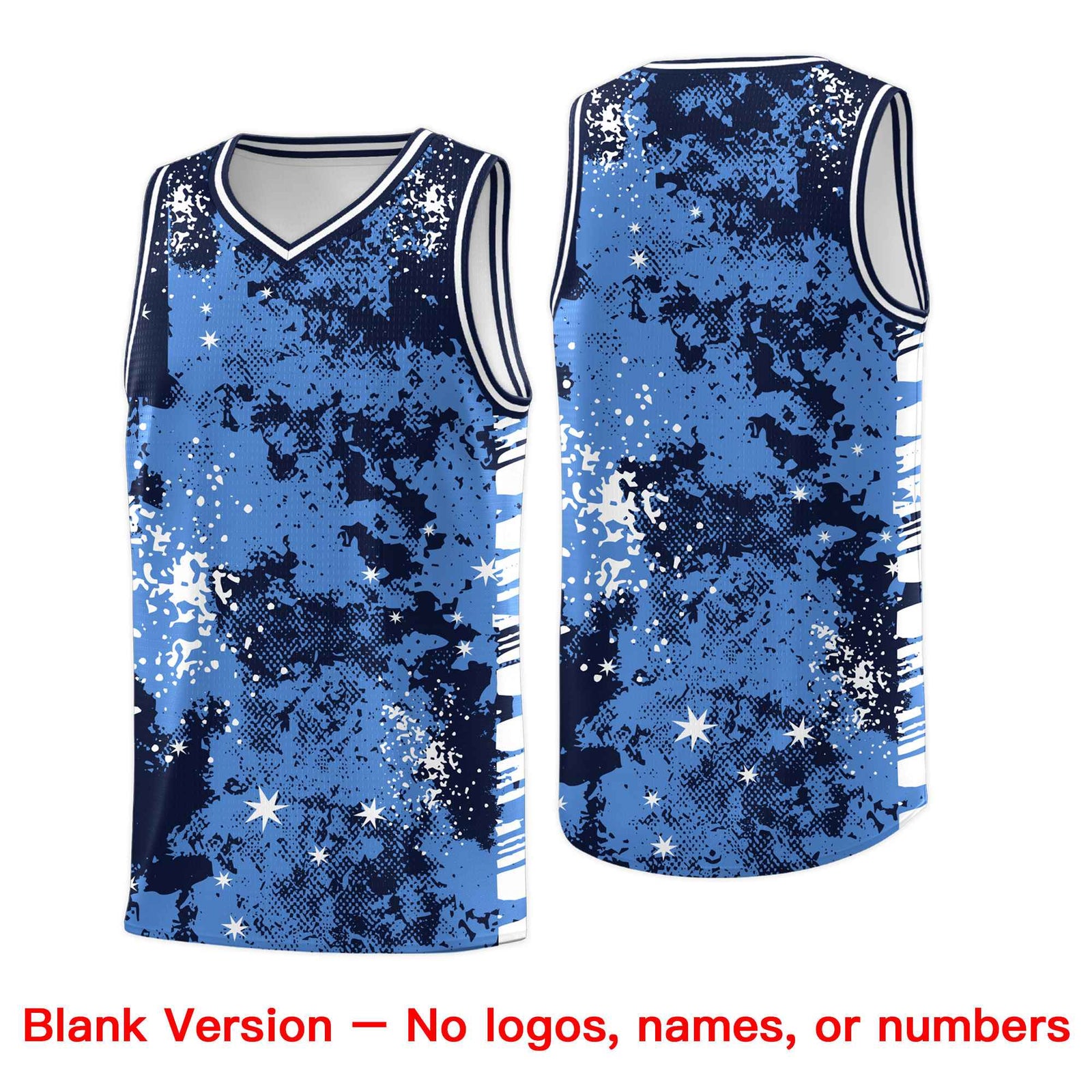 Custom Powder Blue Navy Vice Burst Galactic Graffiti Drapable Basketball Jersey