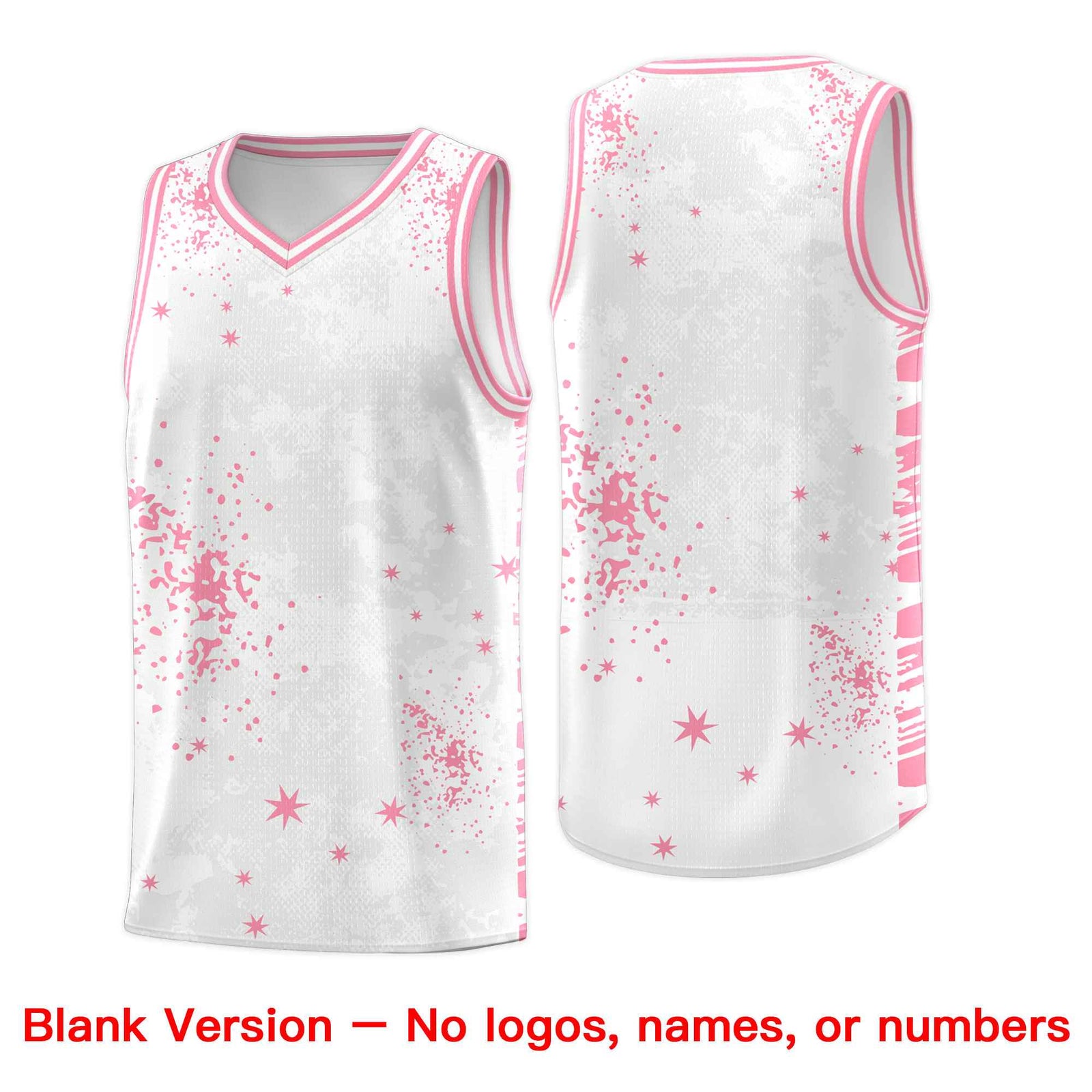 Custom White Light Pink Vice Burst Galactic Graffiti Drapable Basketball Jersey
