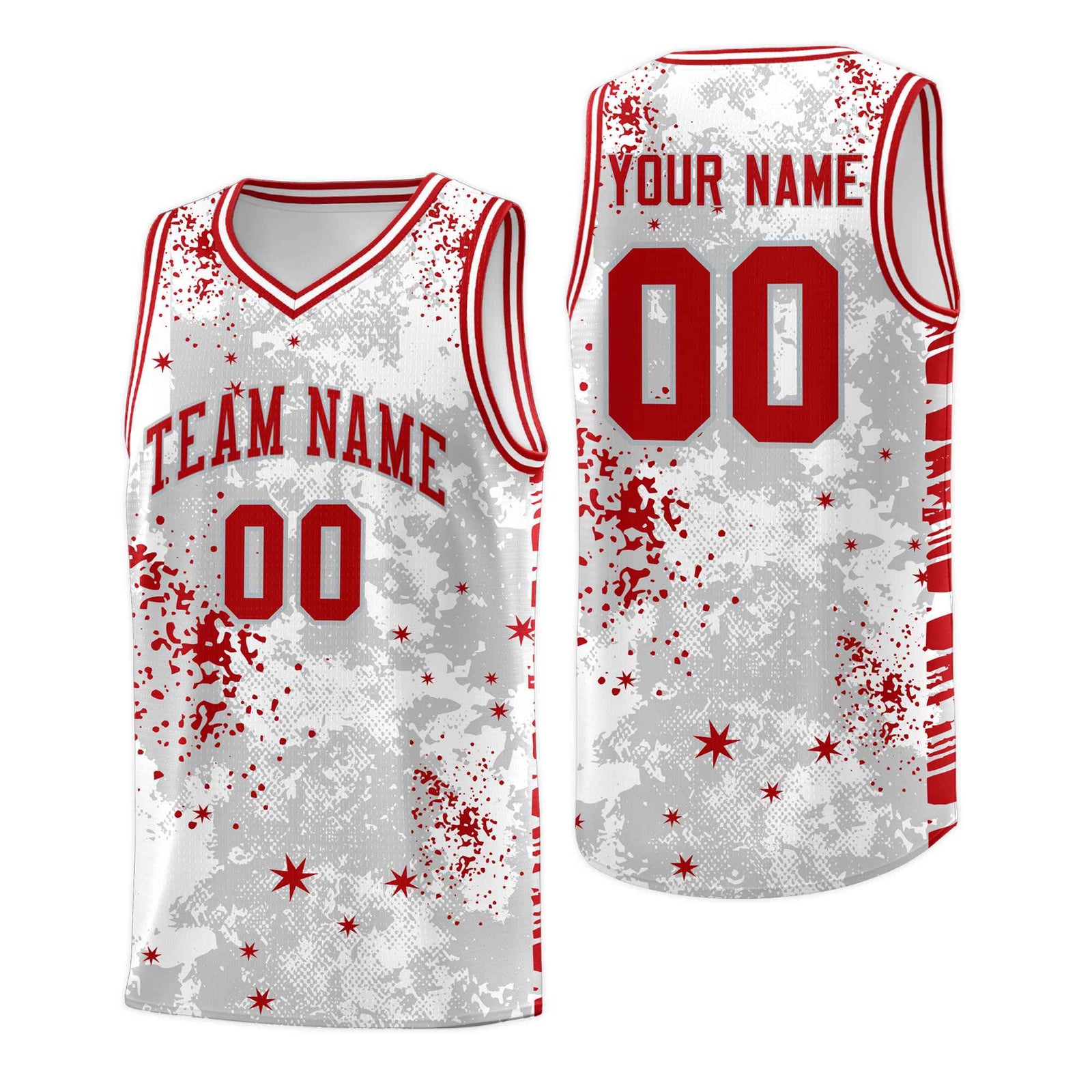 Custom White Red Vice Burst Galactic Graffiti Breathable Basketball Jersey