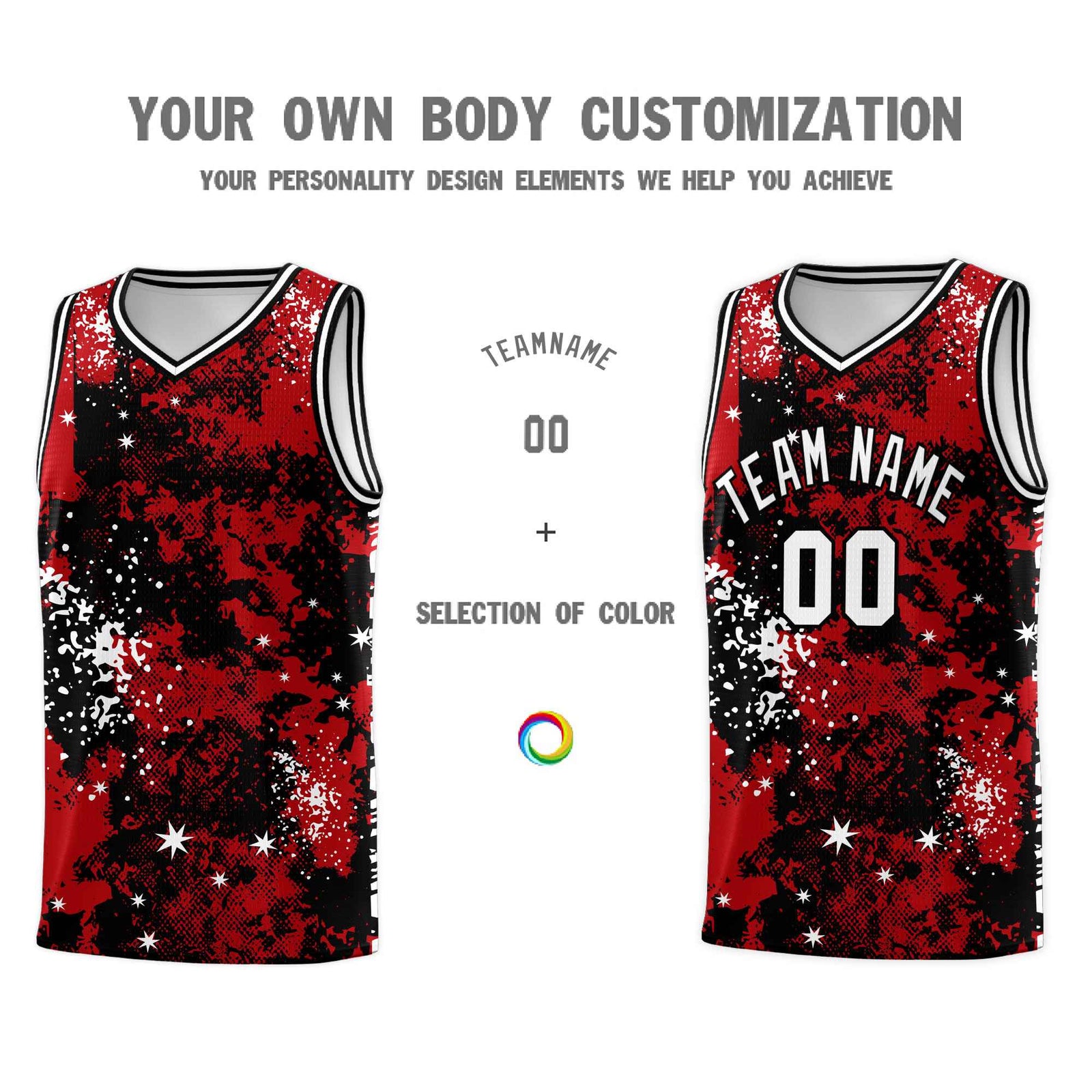Custom Red Black Vice Burst Galactic Graffiti Wrinkle-Resistant Basketball Jersey