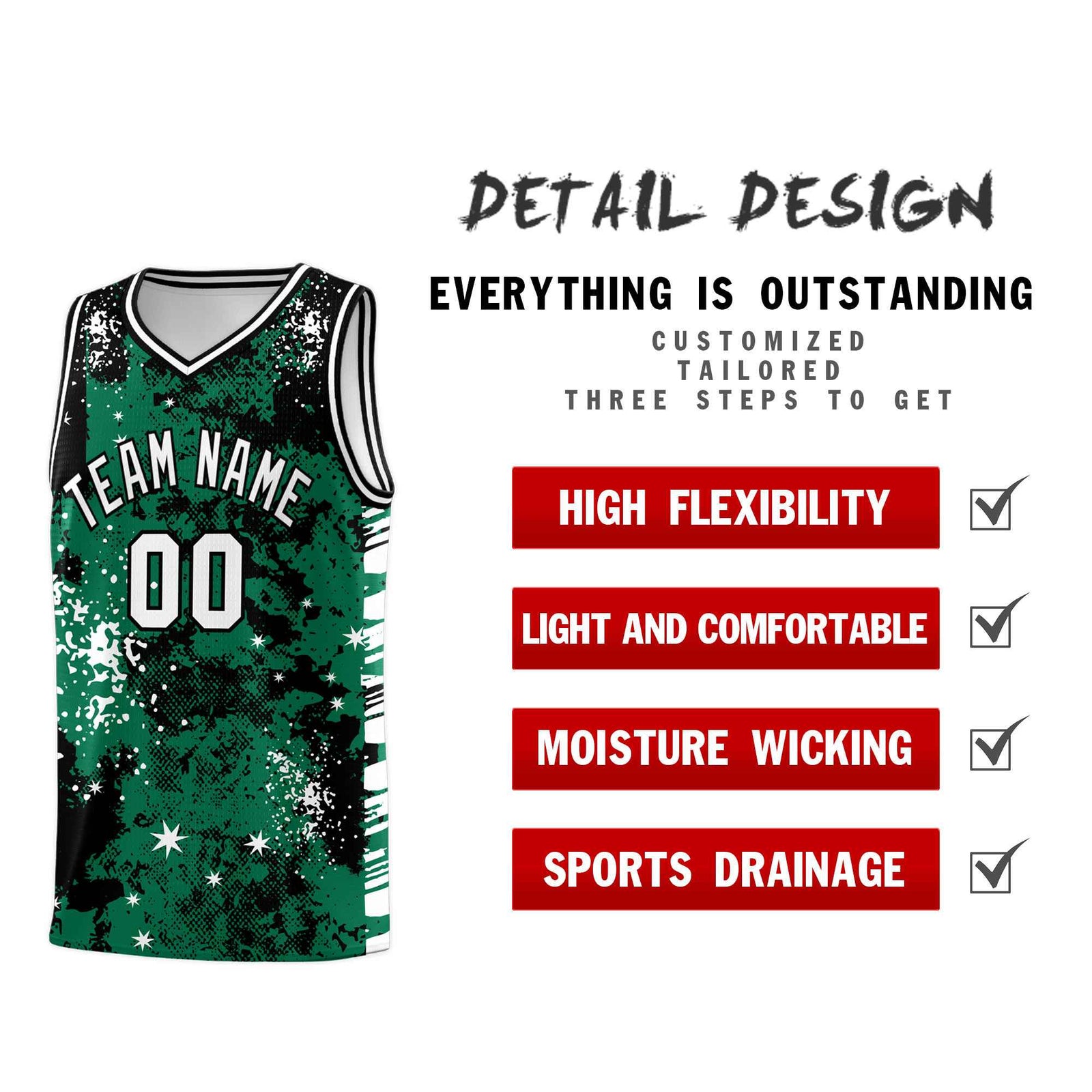 Custom Kelly Green Black Vice Burst Galactic Graffiti Wrinkle-Resistant Basketball Jersey