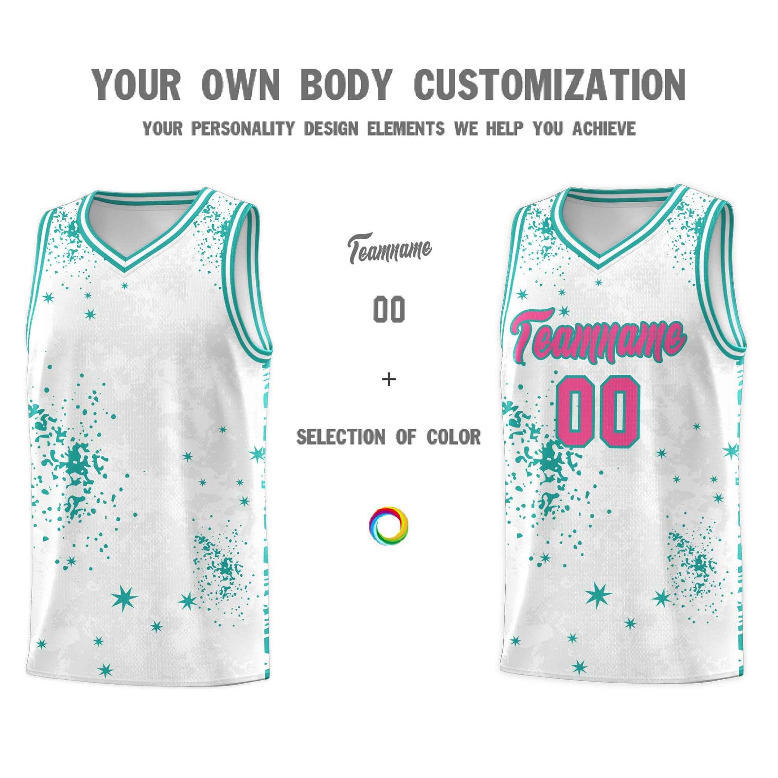 Custom White Aqua Vice Burst Galactic Graffiti Breathable Basketball Jersey