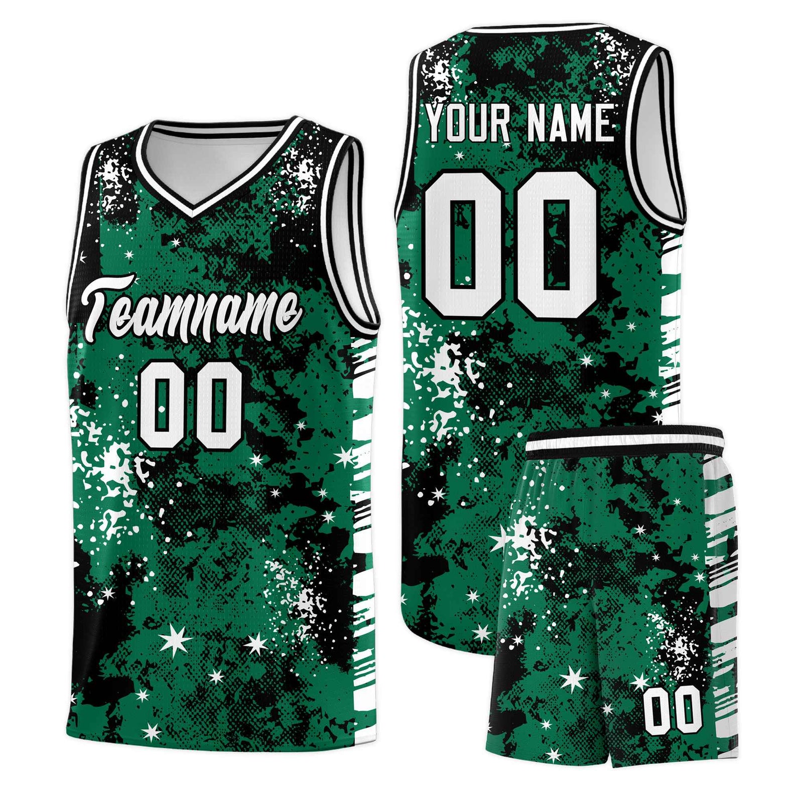 Custom Kelly Green Black Vice Burst Galactic Graffiti Wrinkle-Resistant Basketball Jersey
