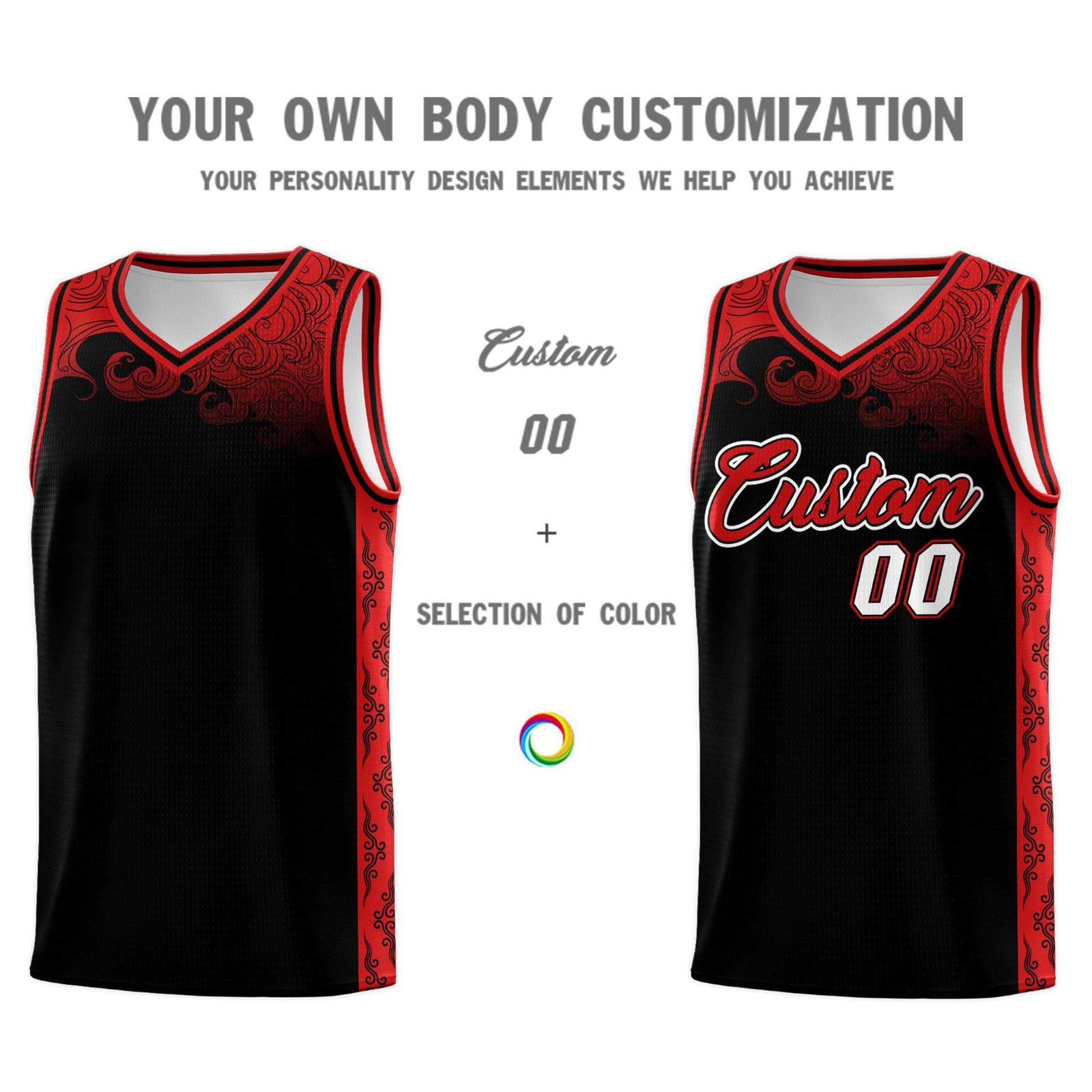 Custom Black Personalized Cloud Pattern Sports Sets Uniform Basketball Jersey