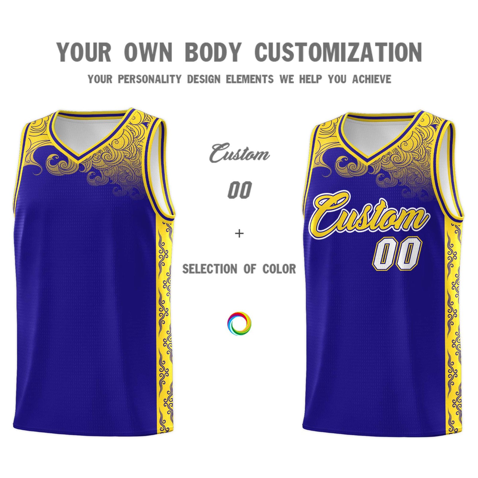 Custom Royal Personalized Cloud Pattern Sports Sets Uniform Basketball Jersey