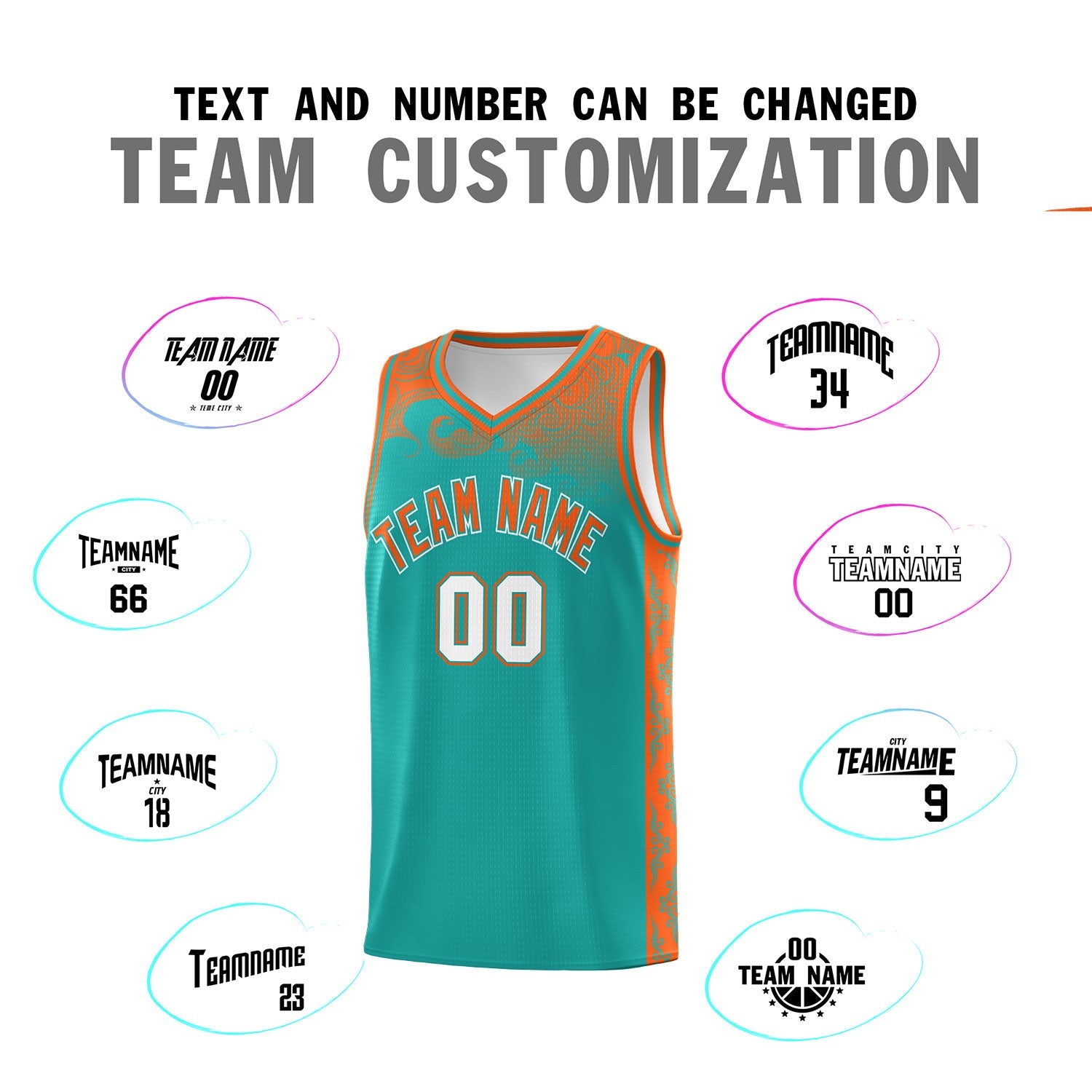 Custom Aqua Personalized Cloud Pattern Sports Sets Uniform Basketball Jersey