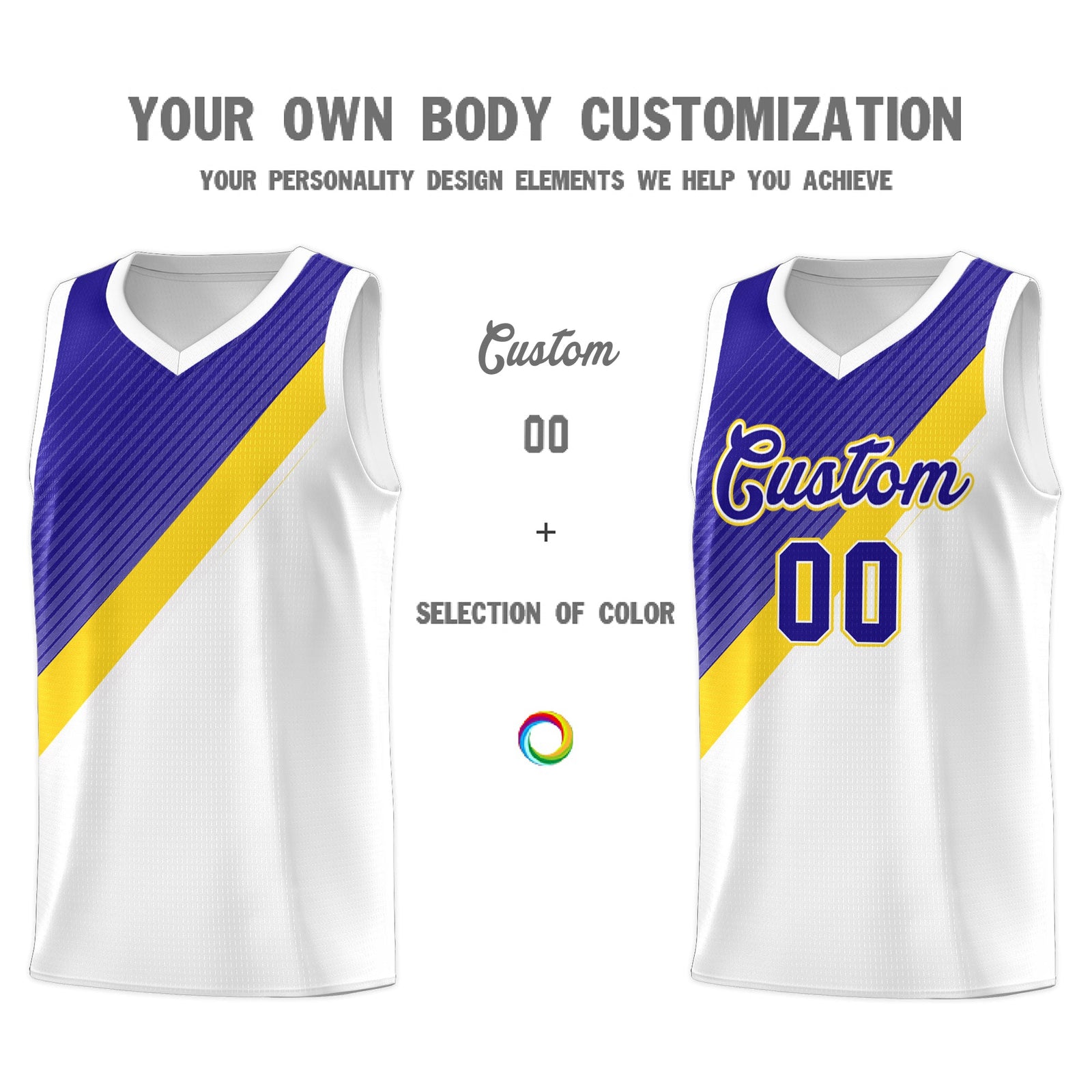 Custom White Royal Diagonal Stripes Color Block Sets Basketball Jersey | For Men,Perfect for Teams,Perfect for Coaches,Sublimation Printed,For Kid,For Youth | KXKSHOP