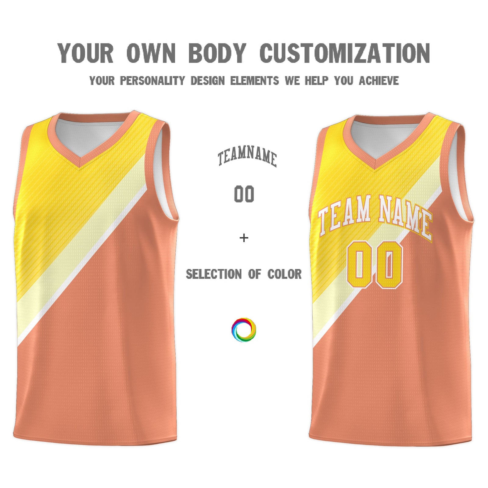 Custom Light Orange Diagonal Stripes Color Block Sets Basketball Jersey | For Men,Perfect for Teams,Perfect for Coaches,Sublimation Printed,For Kid,For Youth | KXKSHOP