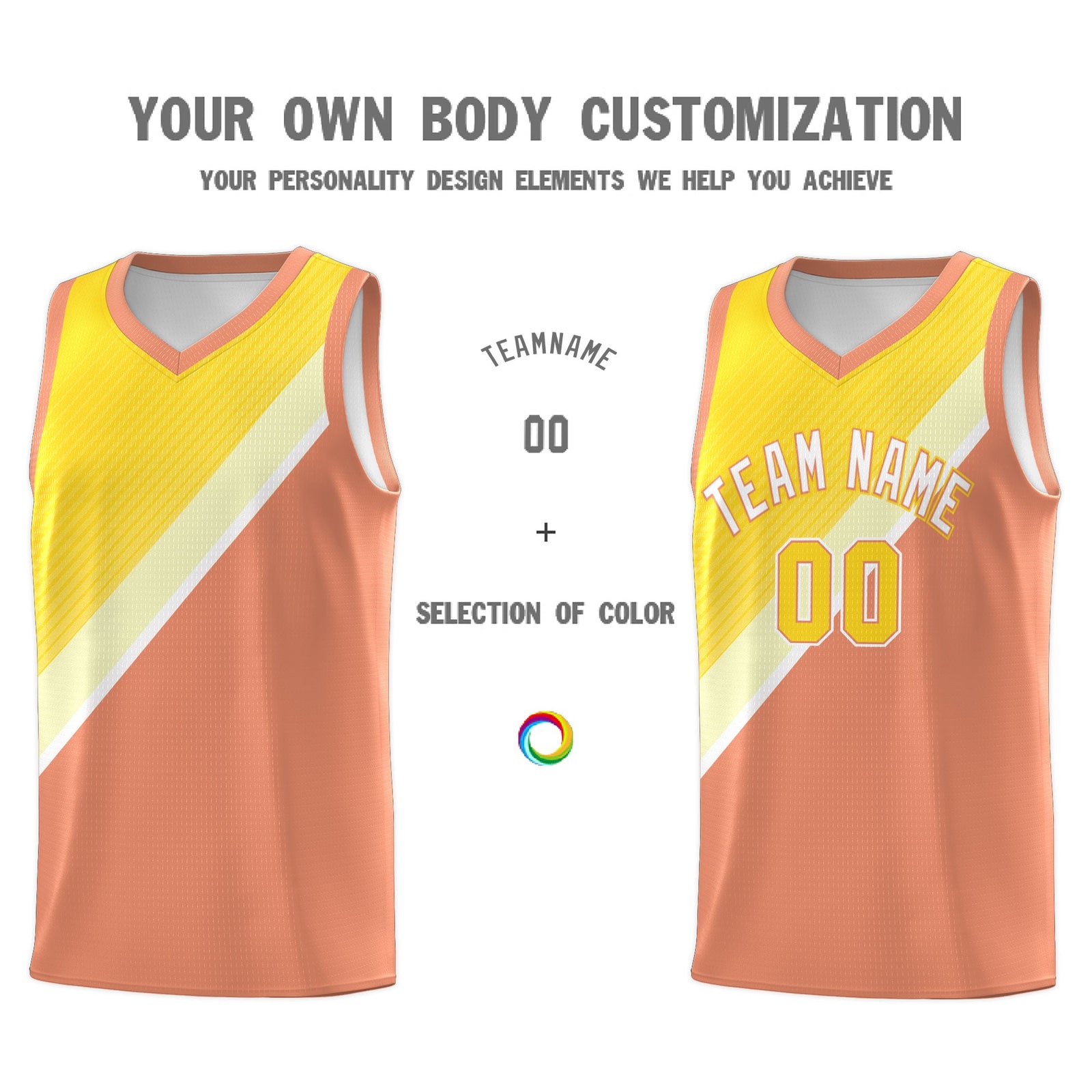 Custom Light Orange Diagonal Stripes Color Block Sets Basketball Jersey | For Men,Perfect for Teams,Perfect for Coaches,Sublimation Printed,For Kid,For Youth | KXKSHOP