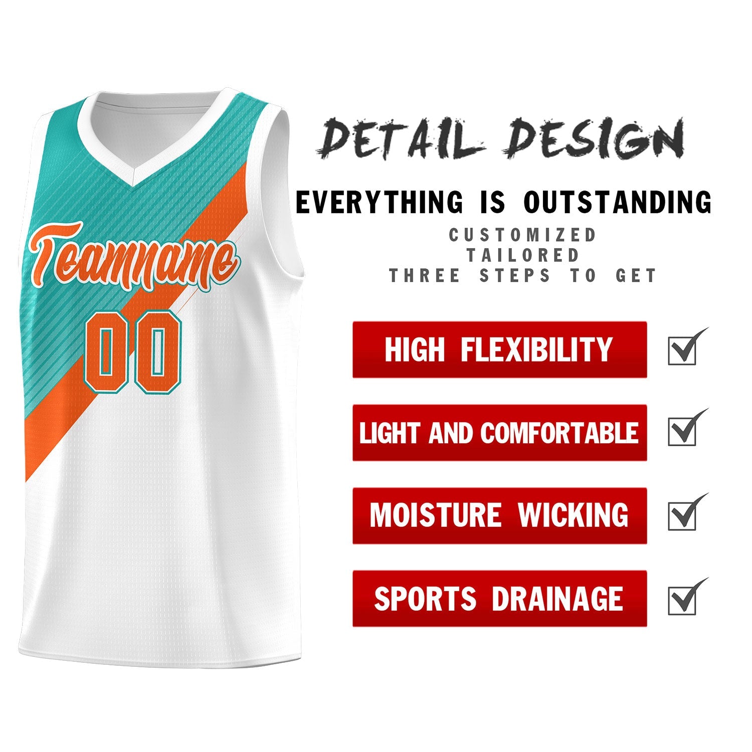 Custom Aqua Orange White Diagonal Stripes Color Block Sets Basketball Jersey | For Men,Perfect for Teams,Perfect for Coaches,Sublimation Printed,For Kid,For Youth | KXKSHOP