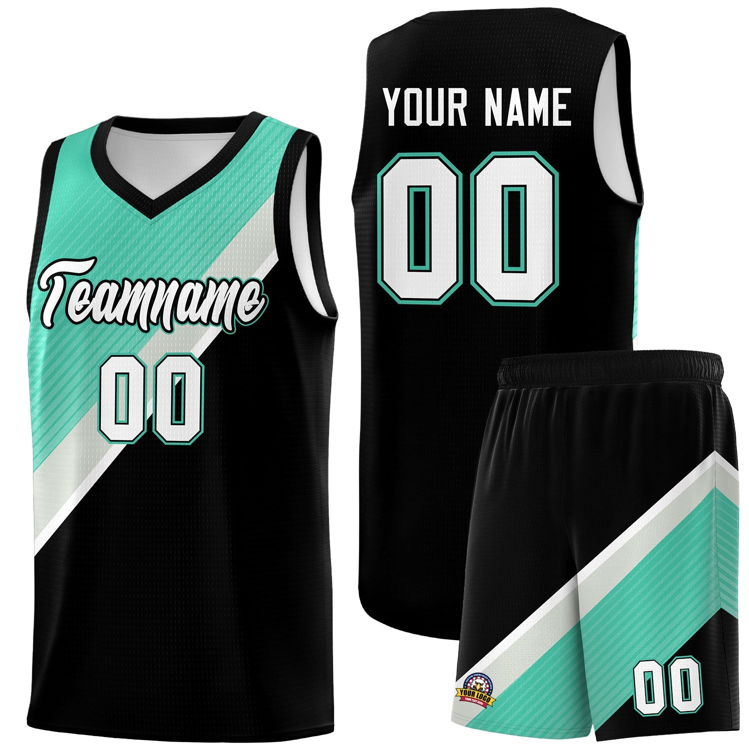 Custom Black Bright Green Gray Diagonal Stripes Color Block Sets Basketball Jersey | For Men,Perfect for Teams,Perfect for Coaches,Sublimation Printed,For Kid,For Youth | KXKSHOP