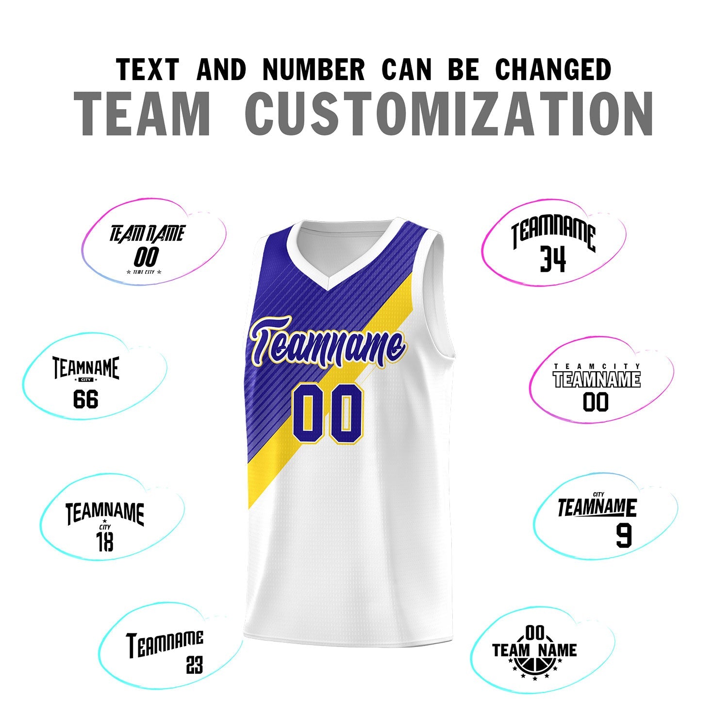 Custom White Royal Diagonal Stripes Color Block Sets Basketball Jersey | For Men,Perfect for Teams,Perfect for Coaches,Sublimation Printed,For Kid,For Youth | KXKSHOP