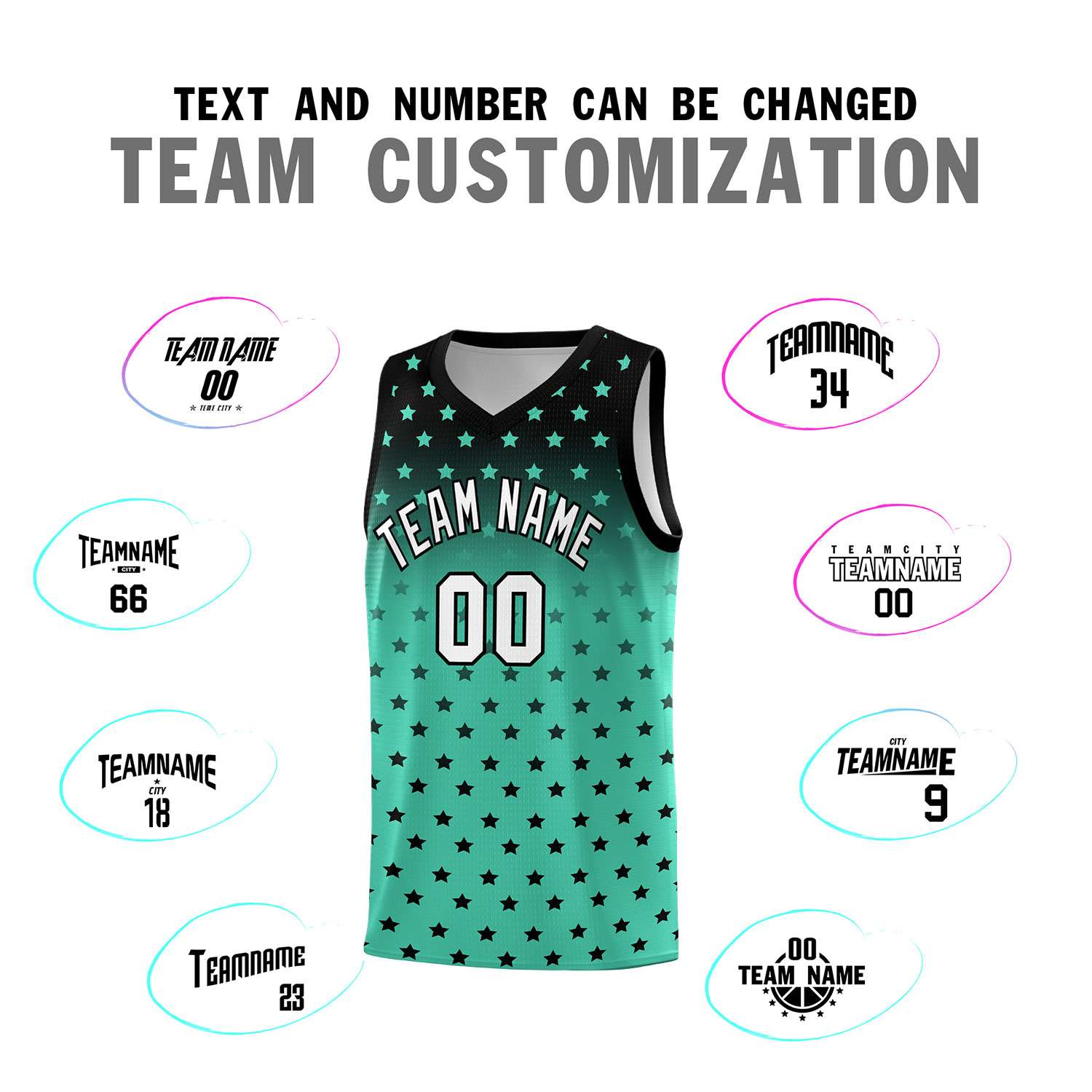 Custom Black Bright Green Gradient Start Pattern Basketball Jersey Sets